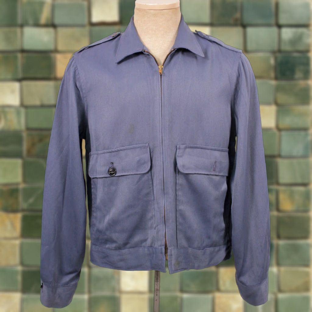 Vintage VINTAGE Men’s VTG 60s Blue Work Jacket Sz Small 36 1960s Rayon Blend Topp Master Jacket Work Mens Size US XXS / EU 40 - 1 Thumbnail