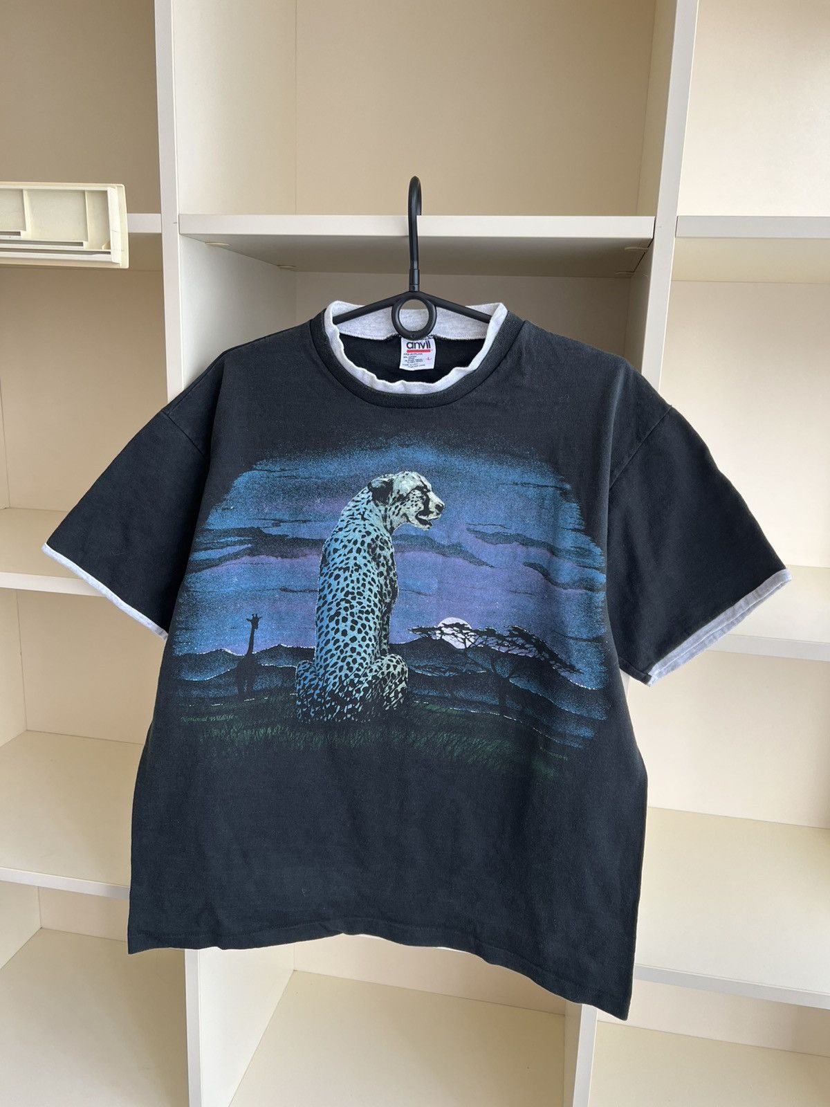 Anvil Vintage 90s Anvil Cheetah T-Shirt Made in USA Safari Nature Size US L / EU 52-54 / 3 - 3 Thumbnail