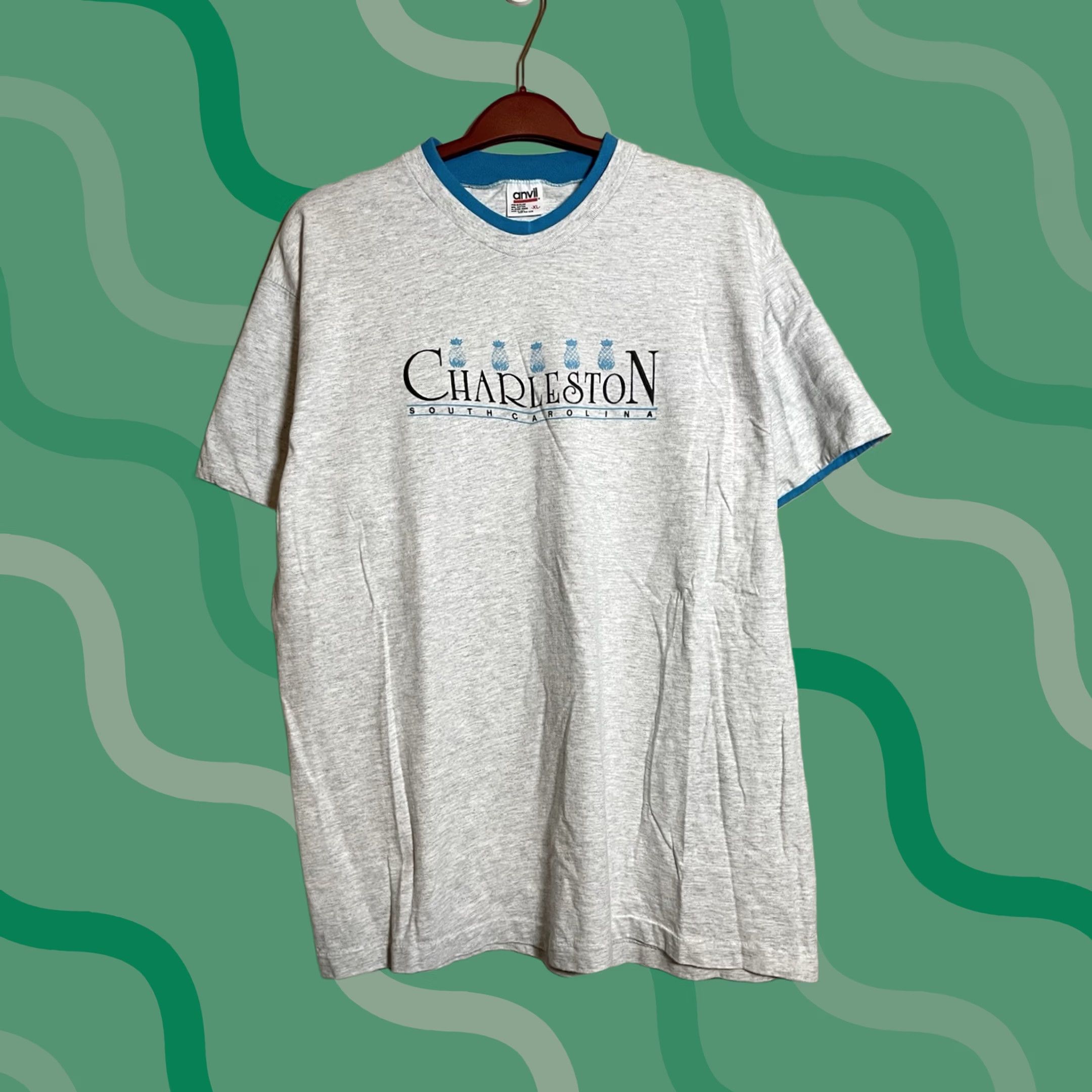 Anvil VINTAGE 90s Charleston South Carolina T Shirt USA Men XL Anvil Gray Cotton Knit Crew Neck Short Sleeve Graphic Print Size US XL / EU 56 / 4 - 1 Thumbnail