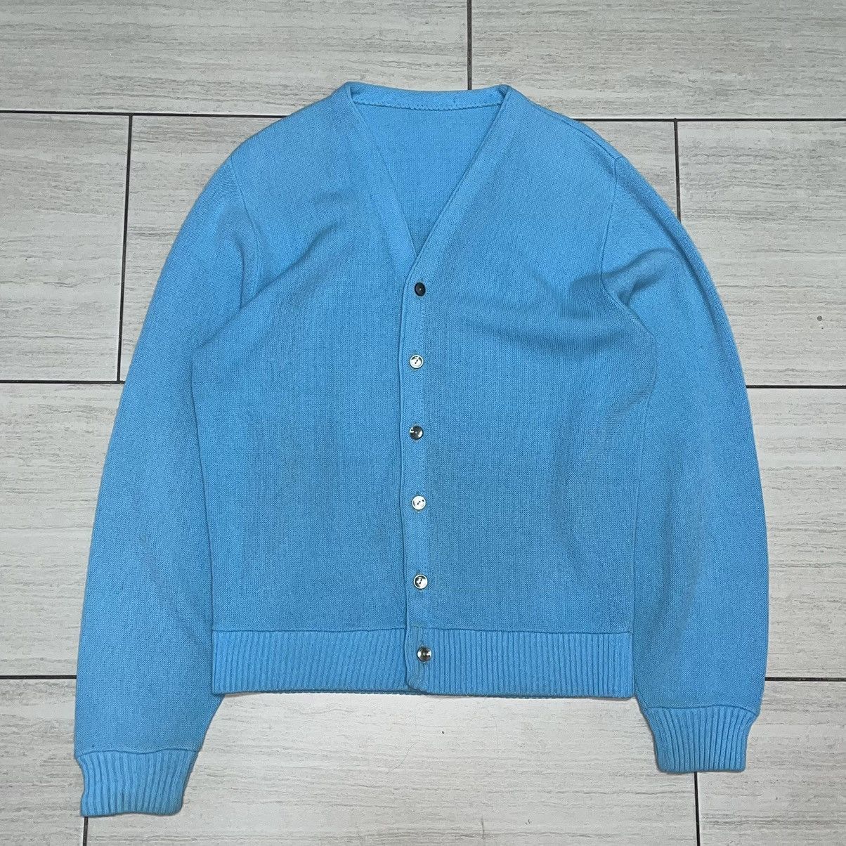 Vintage True Vintage Acrylic Powder Blue Cardigan Size US M / EU 48-50 / 2 - 1 Thumbnail