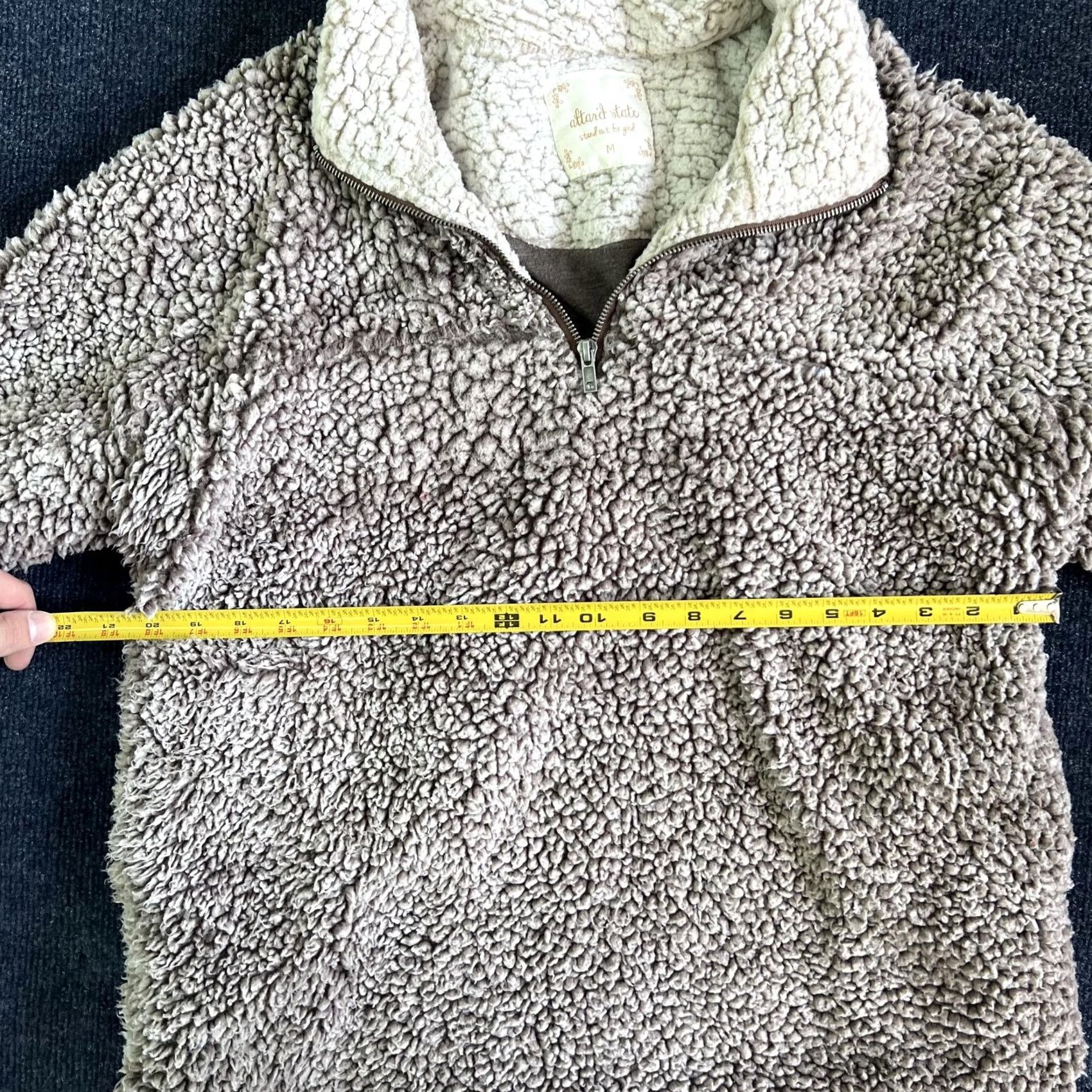 Vintage Altar'd State Jacket Womens Medium Beige Sherpa Fleece Quarter Zip Pullover Size M / US 6-8 / IT 42-44 - 7 Thumbnail