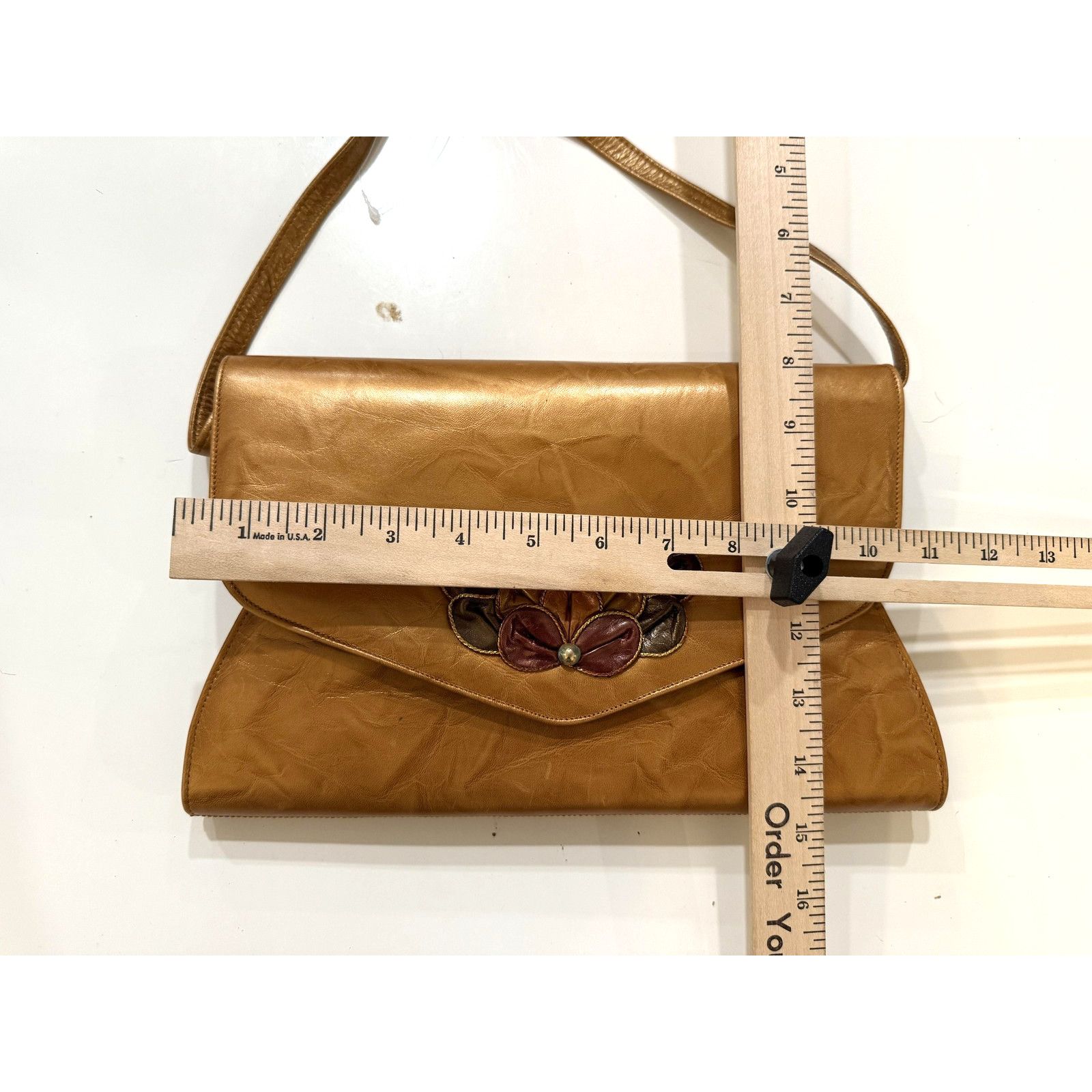 & Other Stories Vintage Adrienne Clutch Purse Tan Brown Appliqué Retro 70s Size ONE SIZE - 6 Thumbnail
