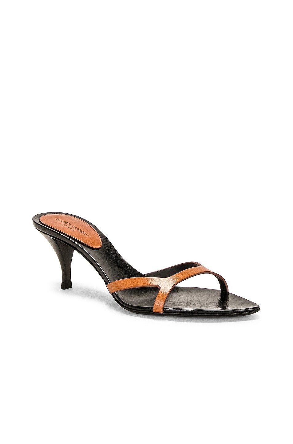 Saint Laurent Paris o1bcso1str1124 Clara Heeled Mules in Tan Size US 7.5 / IT 37.5 - 2 Thumbnail