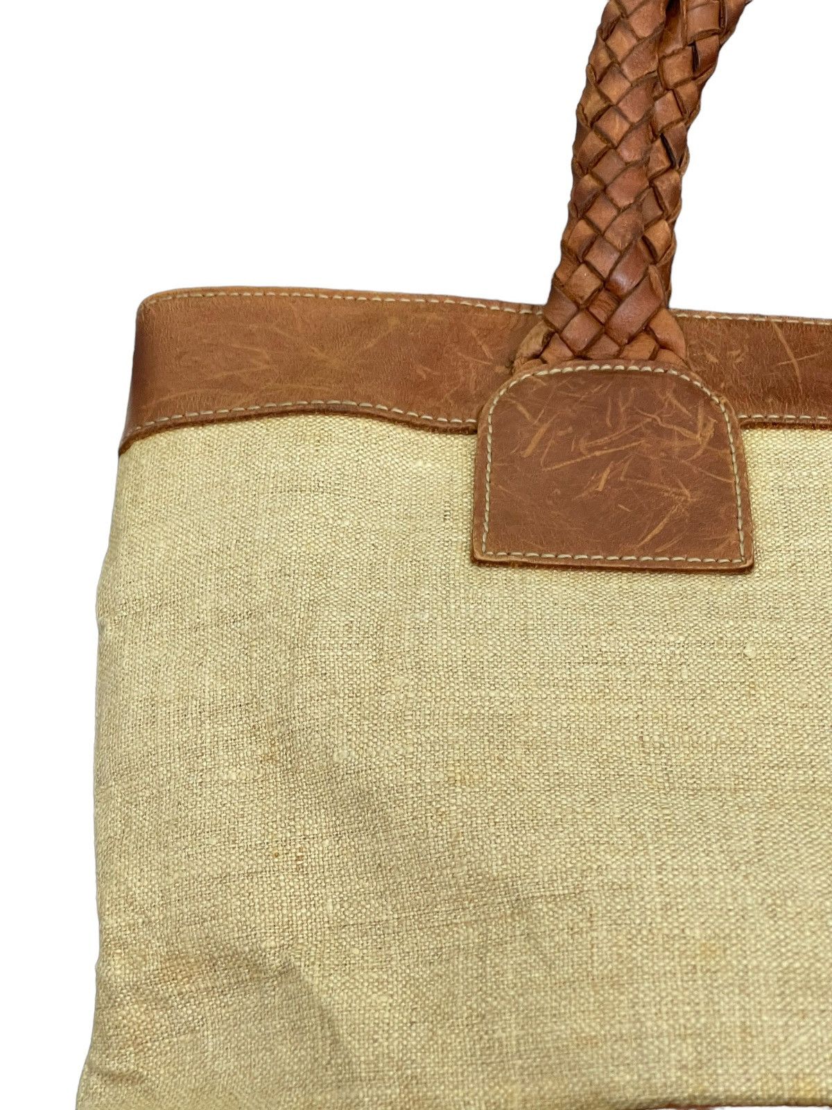 Ralph Lauren Leather Woven Cotton Vtg Ralph Lauren Tote Bag 4🟩 Size ONE SIZE - 17 Thumbnail
