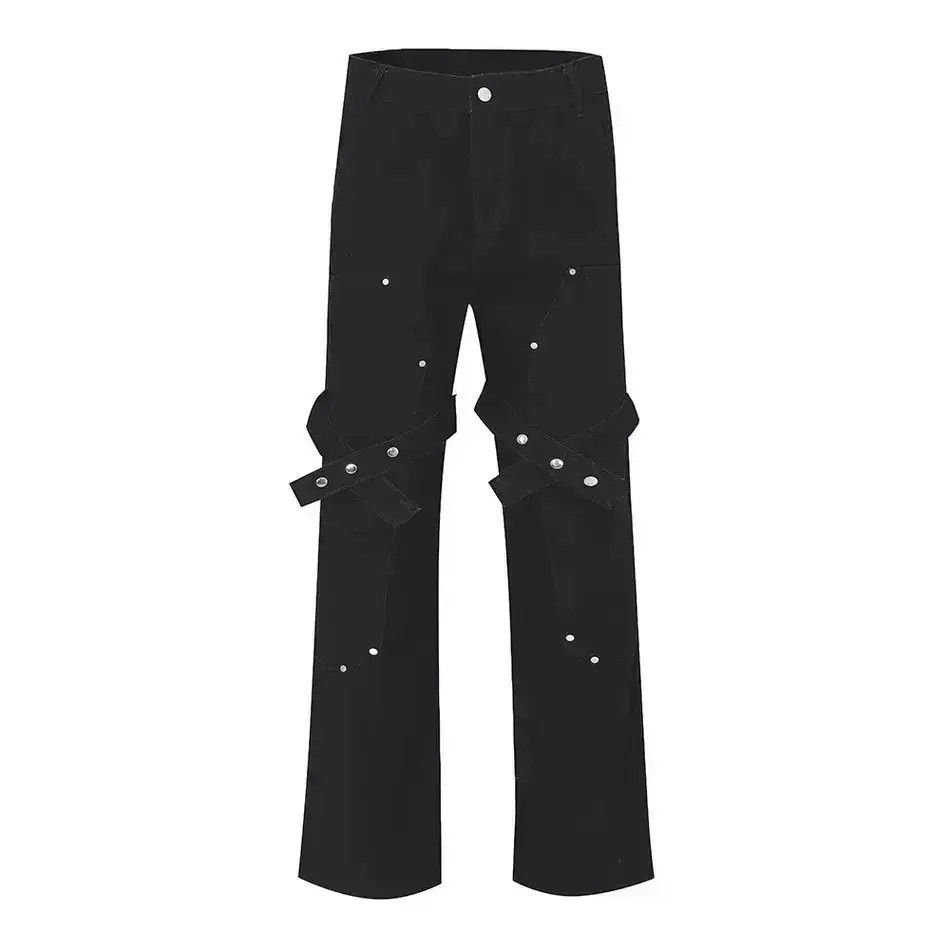 Japanese Brand Y2K Jeans with Pockets Baggy Belt High Loose Trousers Size US 32 / EU 48 - 6 Thumbnail