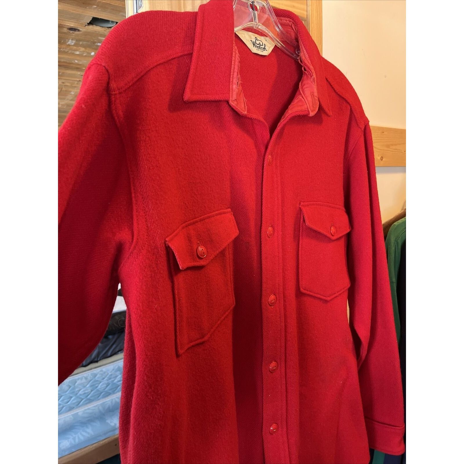 Woolrich Woolen Mills Woolrich Vintage Mens 16 Red Wool Western Distressed Flannel Size US L / EU 52-54 / 3 - 7 Thumbnail
