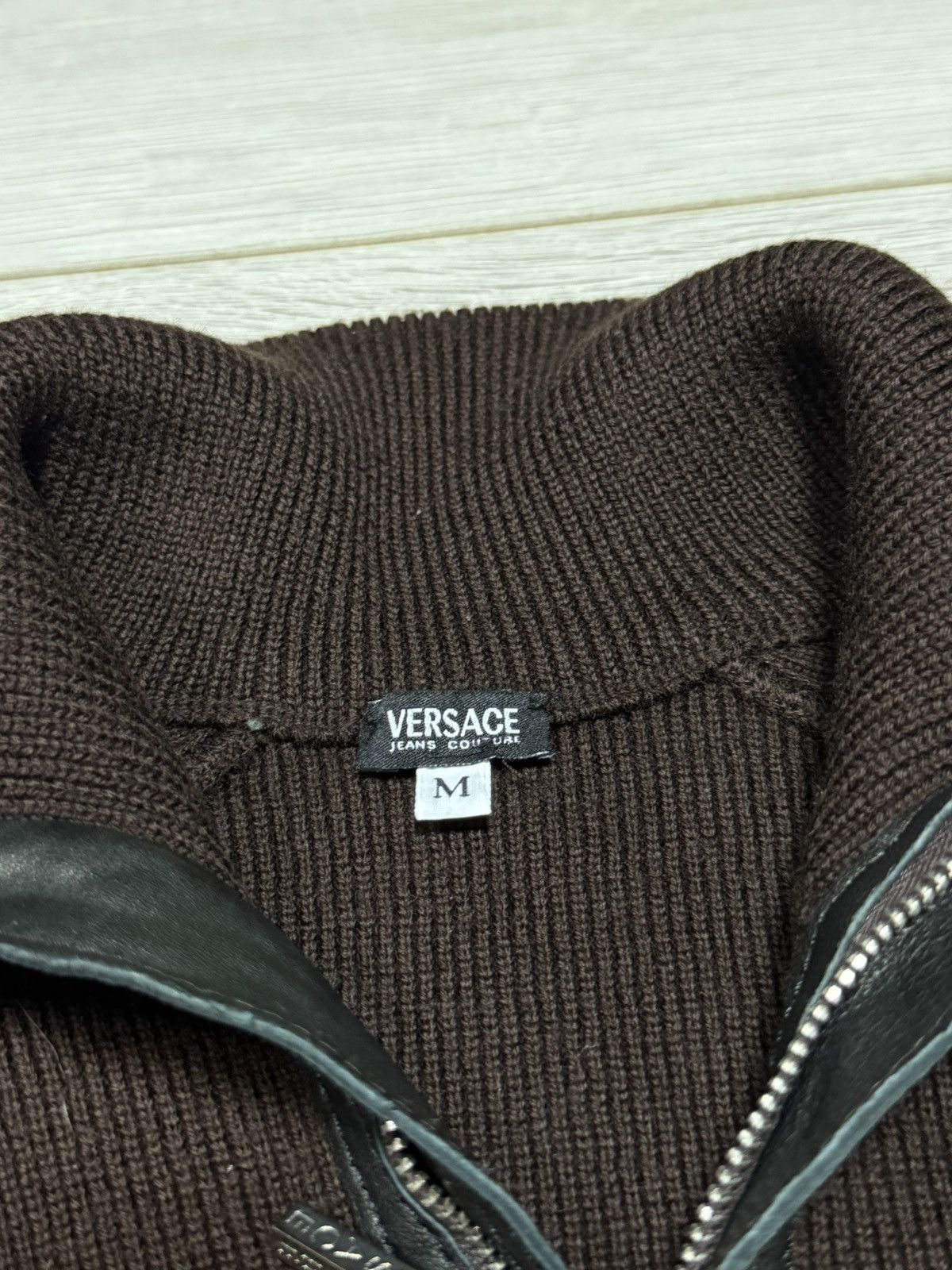 Versace Jeans Couture Versace wool quarter zip leather big logo jumper 1/4 Size US M / EU 48-50 / 2 - 5 Thumbnail