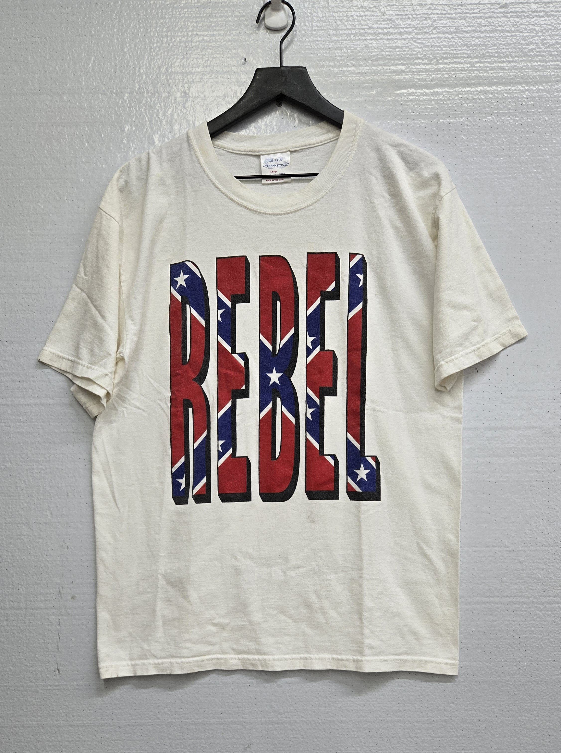 Vintage Vintage 90s Rebel Confederate flag T-shirt Size US L / EU 52-54 / 3 - 1 Thumbnail