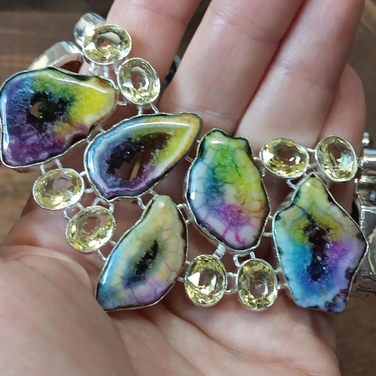 Designer Colorful Rainbow Solar Quartz Statement Necklace Size ONE SIZE - 3 Thumbnail