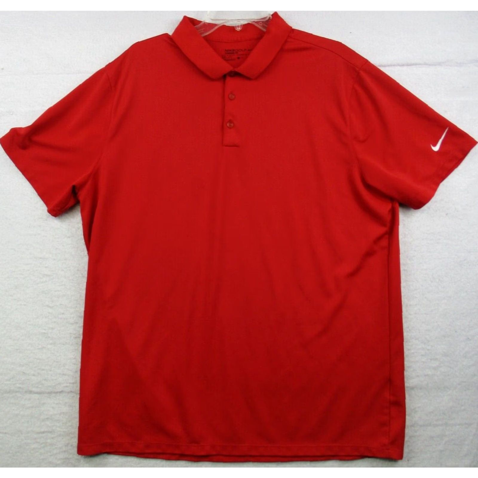 Nike Nike Golf Polo Shirt XL Men Red Short Sleeve Dri-Fit Swoosh Logo Shirt, Logo, Striped, Breathable, Moisture Wicking, 100% Polyester, Vintage: No Size US XL / EU 56 / 4 - 2 Thumbnail