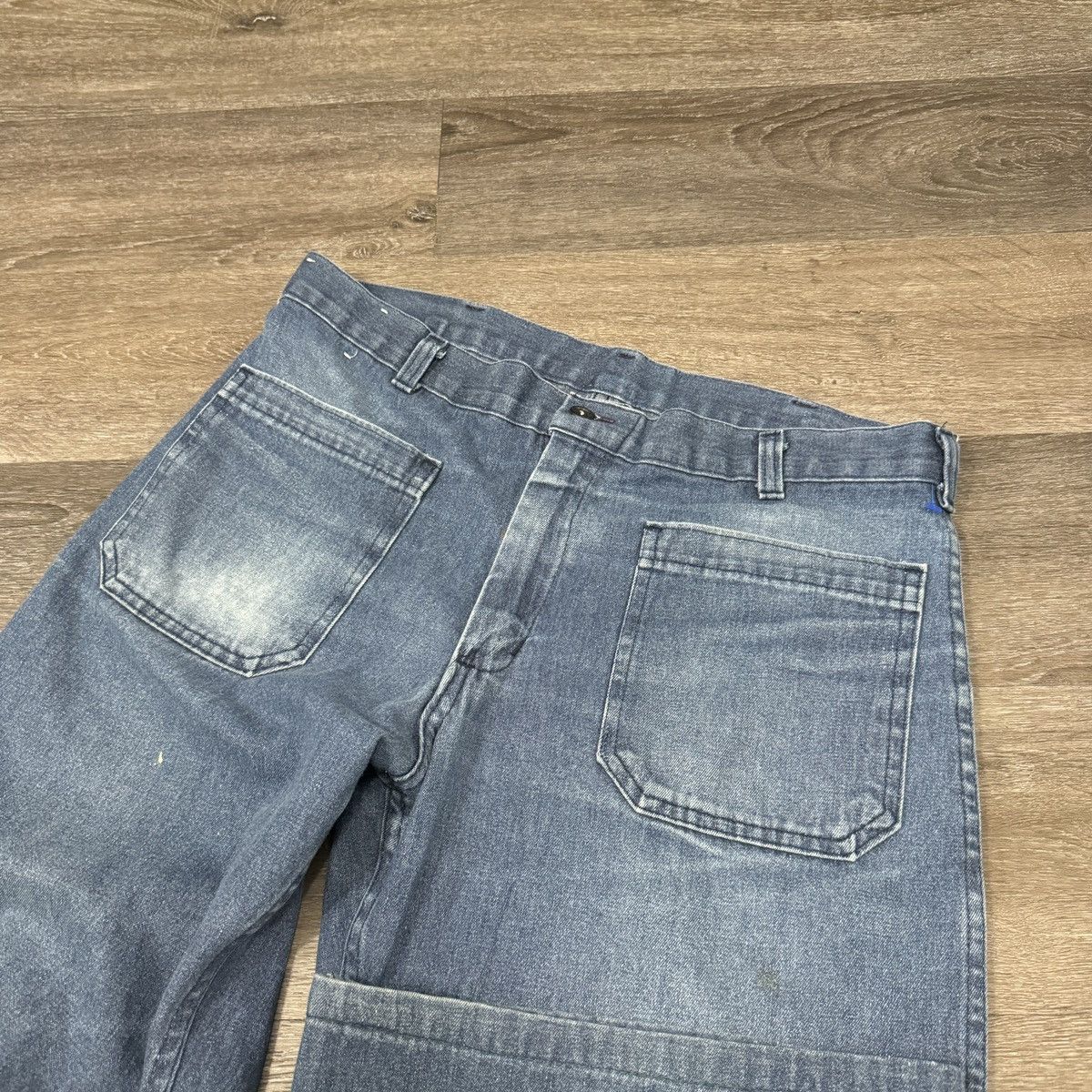 Japanese Brand Rare Vintage 1970s Navy Dungaree bell bottom pants Size 34" / US 12 / IT 48 - 3 Thumbnail