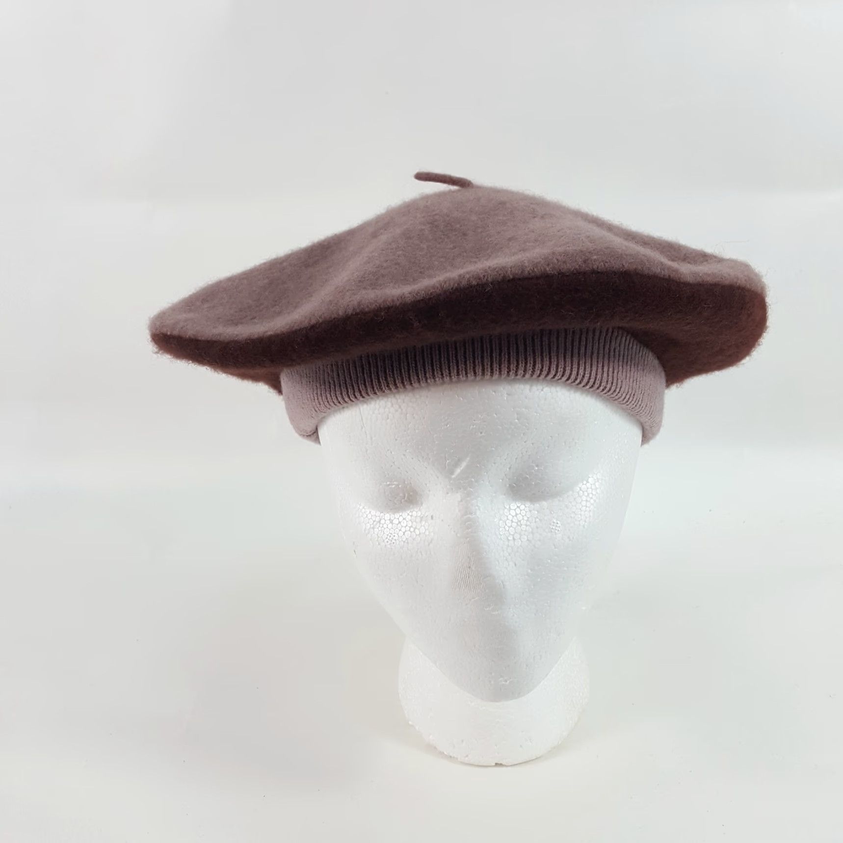 FELT VINTAGE Beige Felt Wool French Beret Winter Wool Hat Womens One Size Brown 80s 90s Boho Retro French Beret Mens Womens Girls Boys Size ONE SIZE - 3 Thumbnail