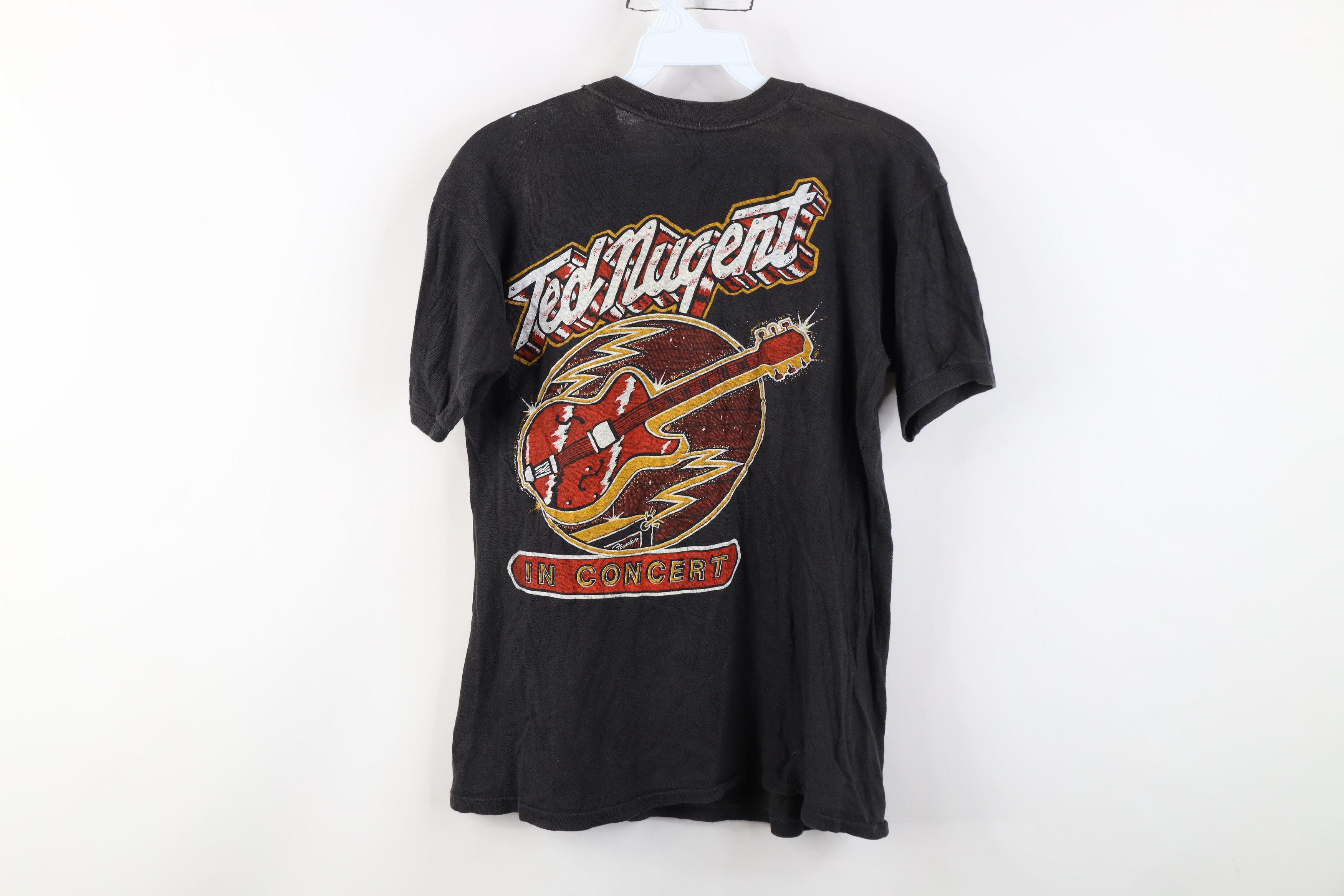 Vintage Vintage 80s Concert Tour Ted Nugent Band T-Shirt Black USA Size S / US 4 / IT 40 - 12 Thumbnail