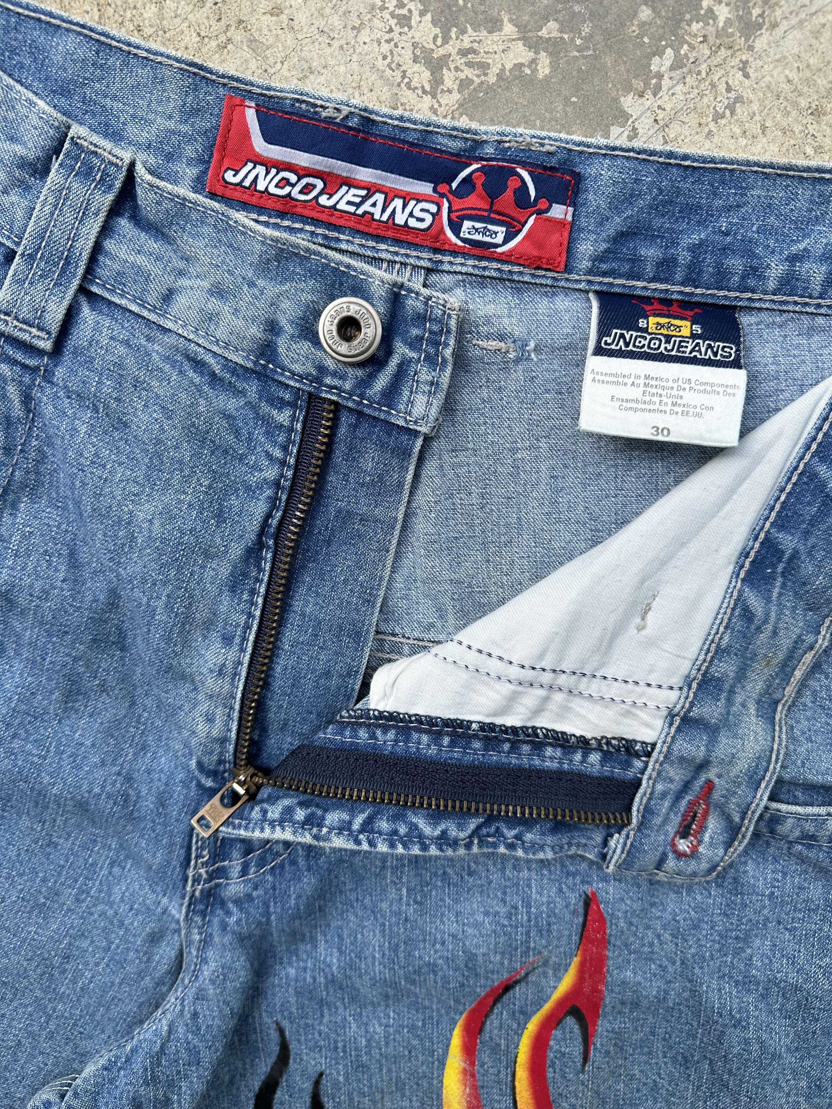 JNCO × Vintage 🔥🔥🔥 90s CRAZY SICK JNCO FLAMING DICE JEANS SHORT JORTS Size US 30 / EU 46 - 14 Thumbnail