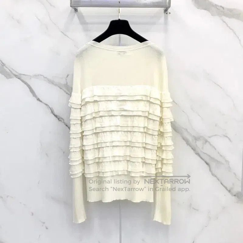 Chanel Chanel Cream Ruffled Knit Sweater for Women . Size L / US 10 / IT 46 - 1 Thumbnail