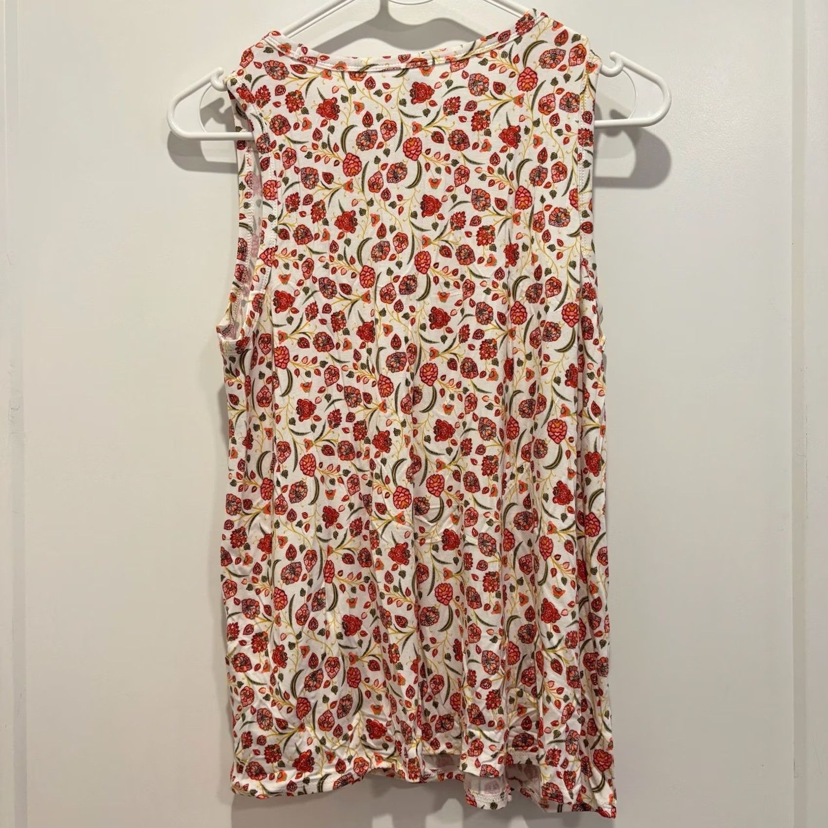 Old Navy Old Navy Women Small Tank Top Sleeveless Floral Red Orange Cream Boho Luxe Jersey Size S / US 4 / IT 40 - 3 Thumbnail