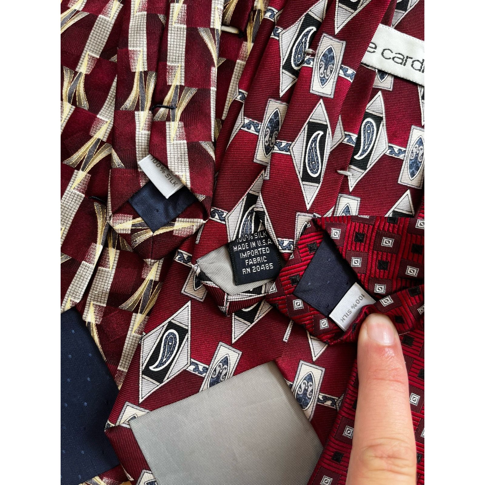 Pierre Cardin Vintage Pierre Cardin 90s Silk Neckties Set of 3 Red/Maroon Size ONE SIZE - 6 Thumbnail