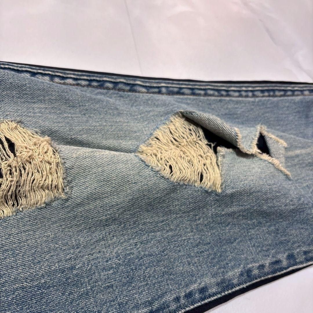Undercover Studded Cropped Denim Silk Panel Distressed Knees Zip Hem Size US 30 / EU 46 - 5 Thumbnail