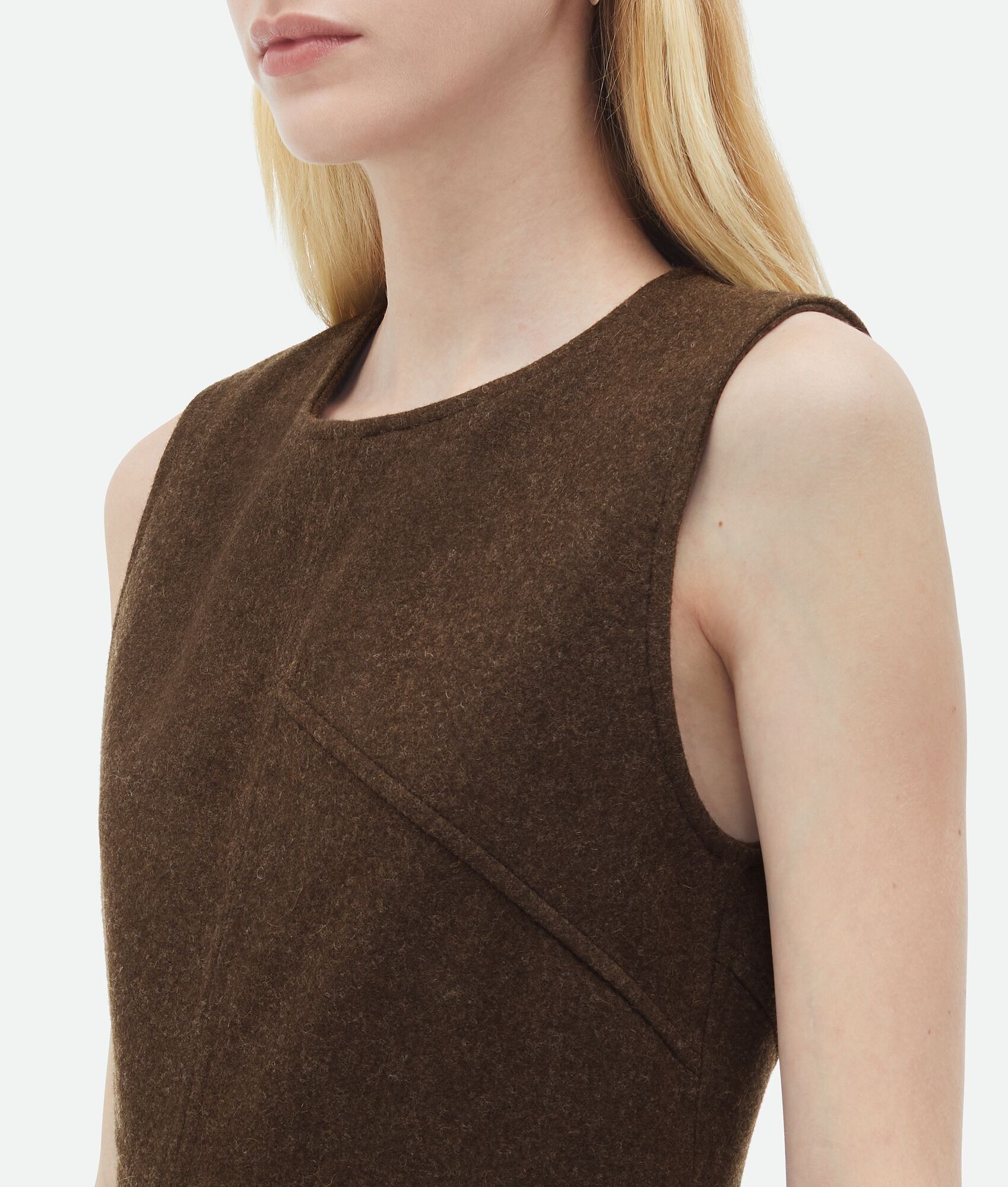 Bottega Veneta o1bcso1str0225 Wool Flannel Midi Dress in Fondant Melange Size XS / US 0-2 / IT 36-38 - 4 Thumbnail