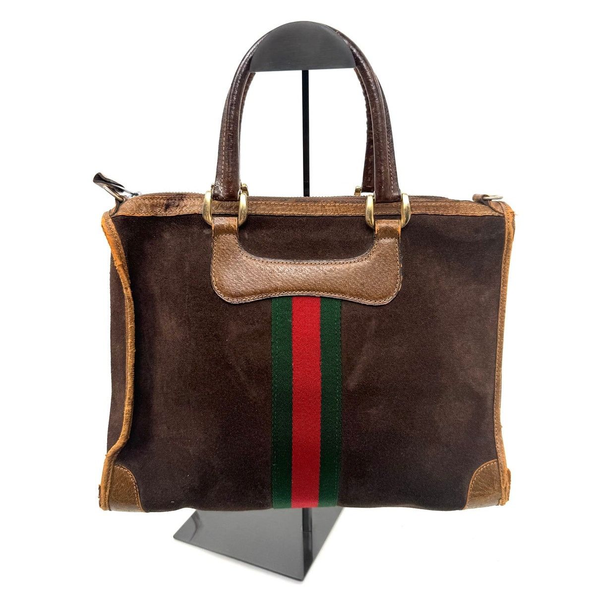 Gucci Gucci Vintage Brown Suede Web Top Handle Bag With D Rings Size ONE SIZE - 1 Thumbnail