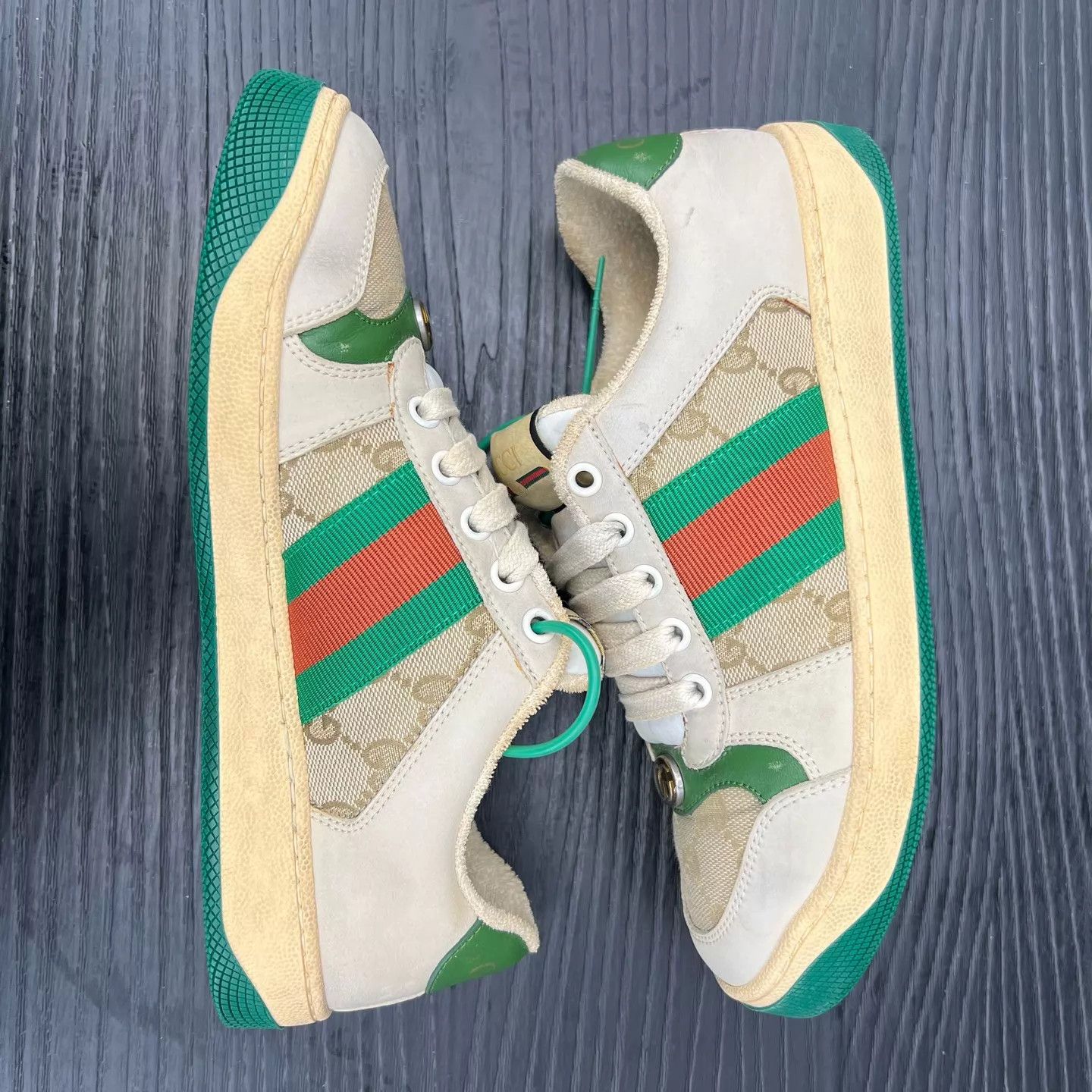 Gucci Gucci Screener Sneaker Women's Gray Green Size US 5.5 / IT 35.5 - 3 Thumbnail