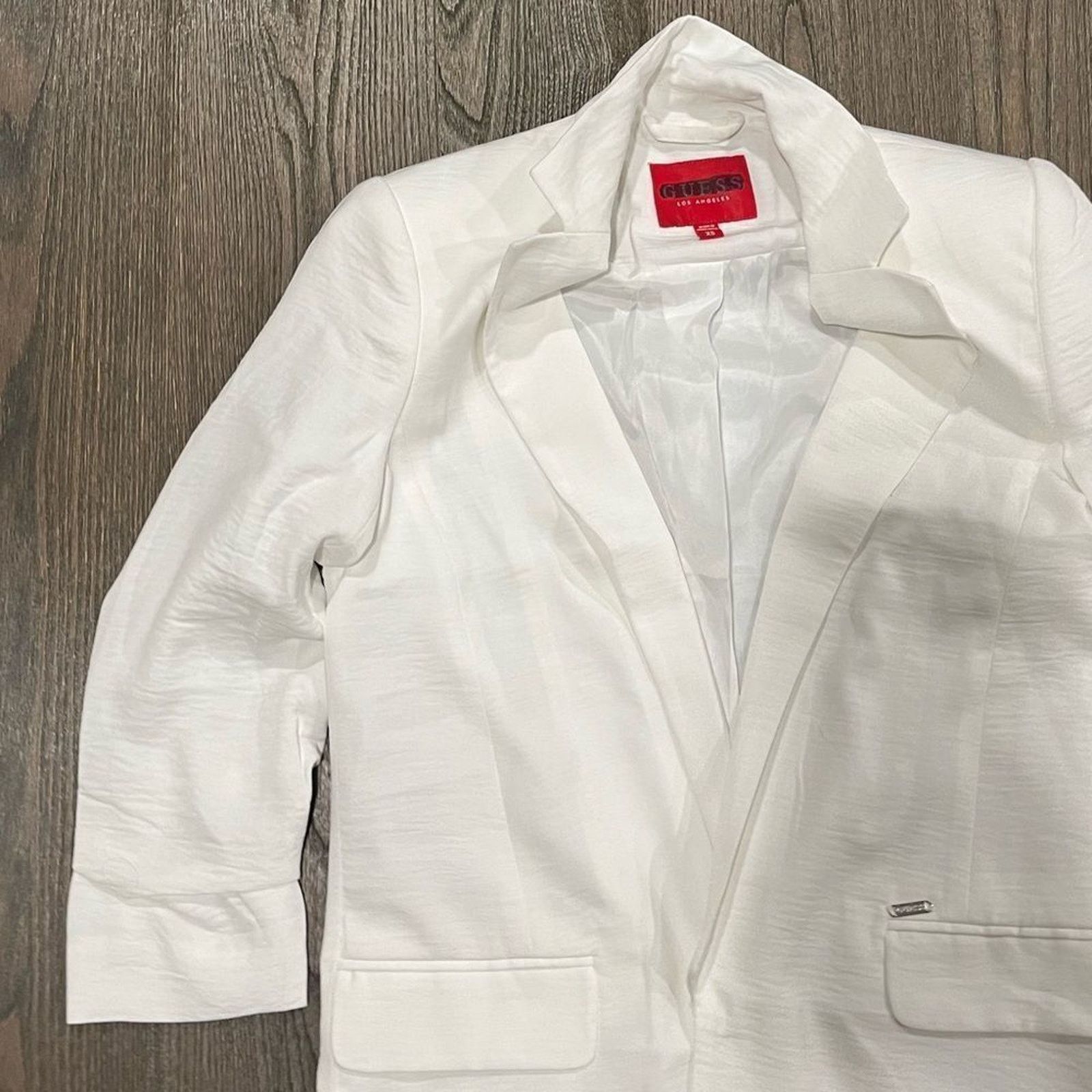 Guess NWOT Guess Womens White Long Line Blazer Jacket Size XS Size XS / US 0-2 / IT 36-38 - 4 Thumbnail