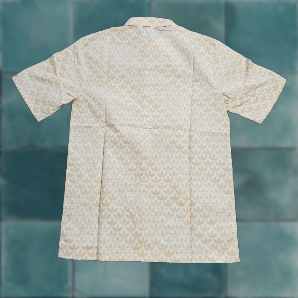 Adidas adidas Shirt Mens S Sand Beige Mono AOP Button Up Cotton Short Sleeve Casual NWT Size US S / EU 44-46 / 1 - 1 Thumbnail