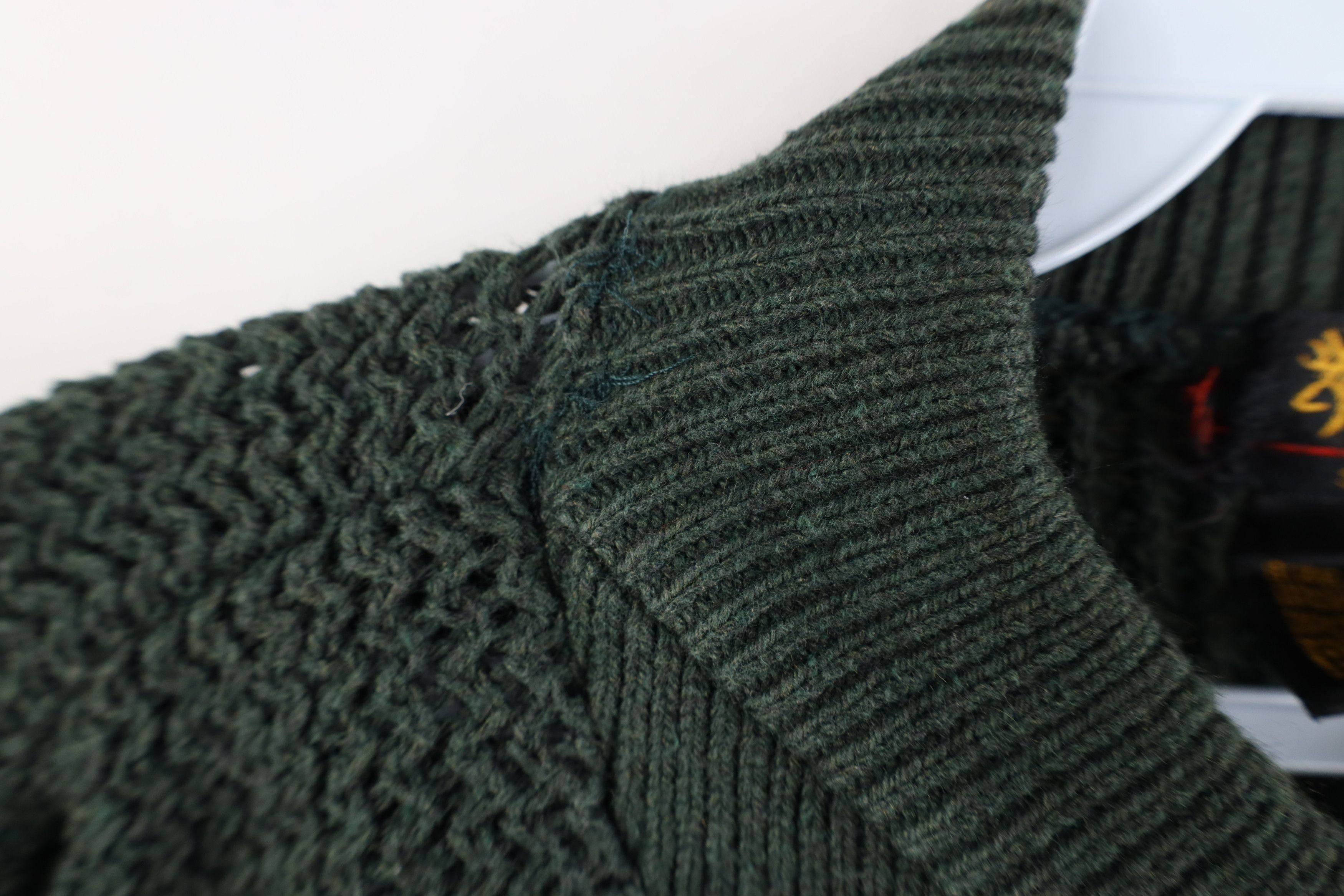 Vintage Vintage 90s Streetwear Ribbed Knit Henley Sweater Green USA Size US L / EU 52-54 / 3 - 6 Thumbnail