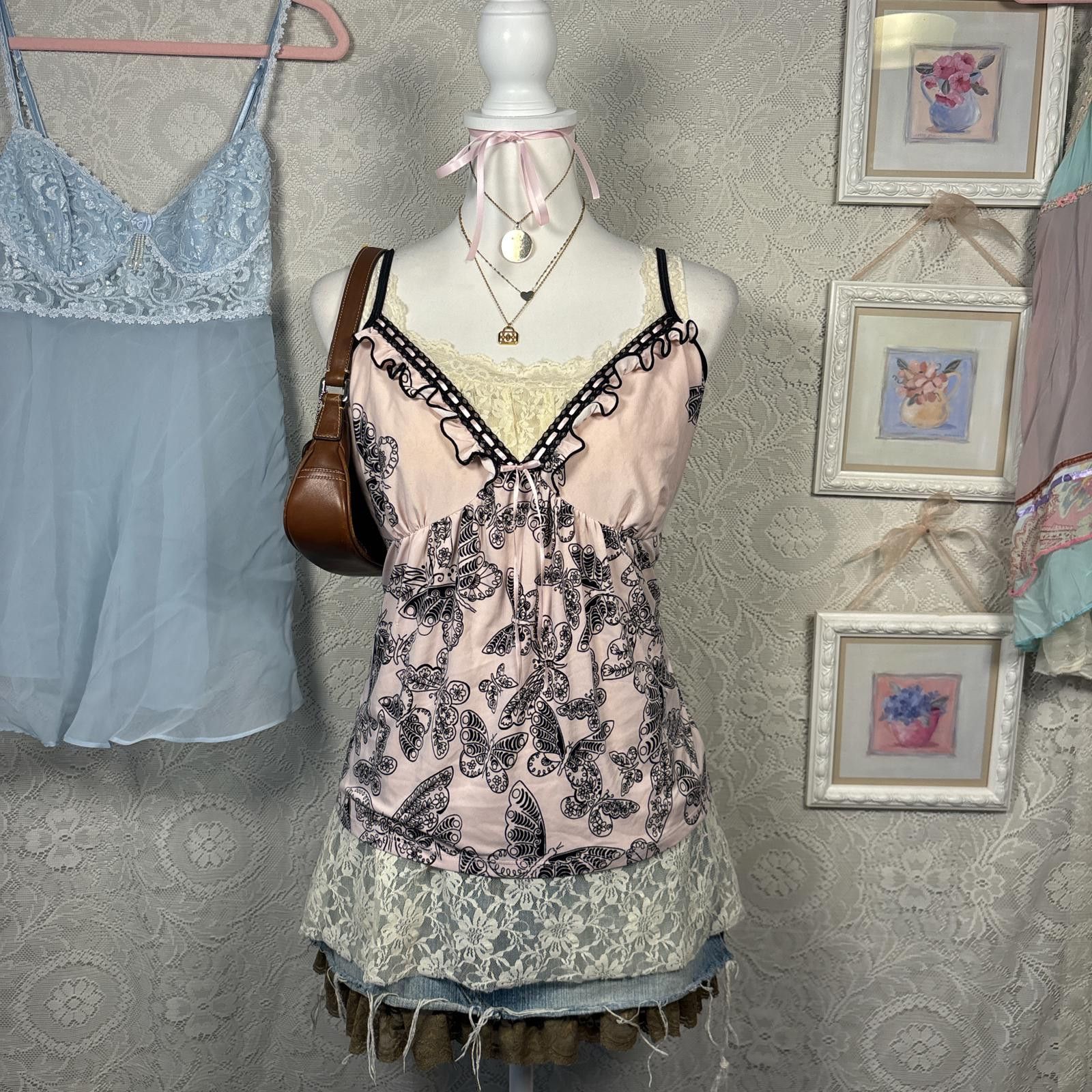 Other vintage pink lace coquette tank top Size XL / US 12-14 / IT 48-50 - 1 Thumbnail