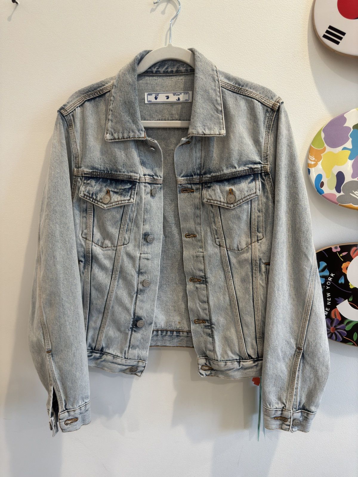Off-White 1 of 10 Mykonos Exclusive Off White Denim Jacket Size US XS / EU 42 / 0 - 7 Thumbnail