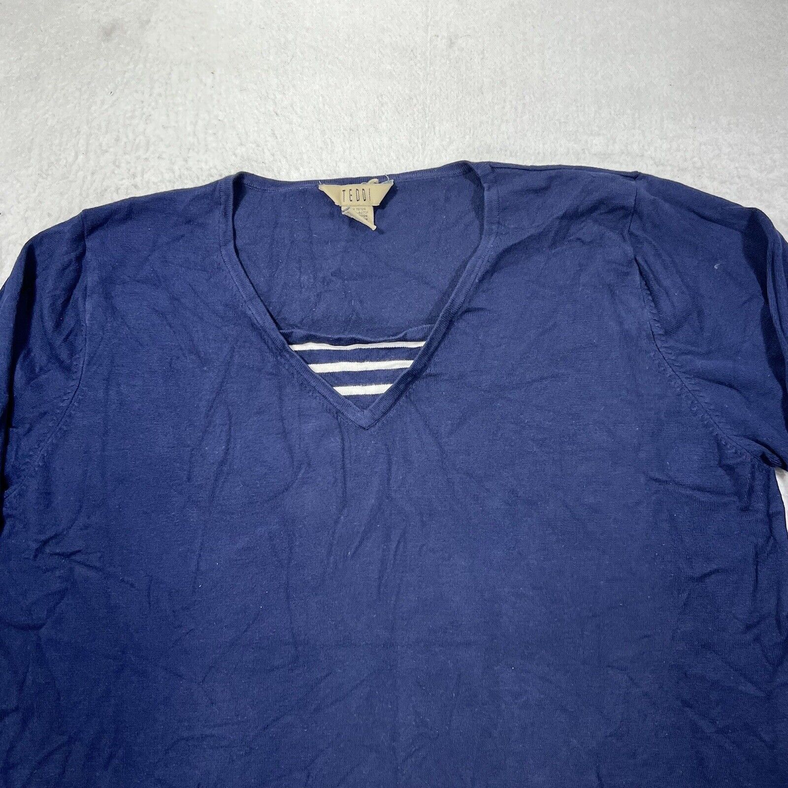 Other TEDDI Large Navy Blue 3/4 Sleeve Sweater Lace Up Wrists Top Size L / US 10 / IT 46 - 4 Thumbnail