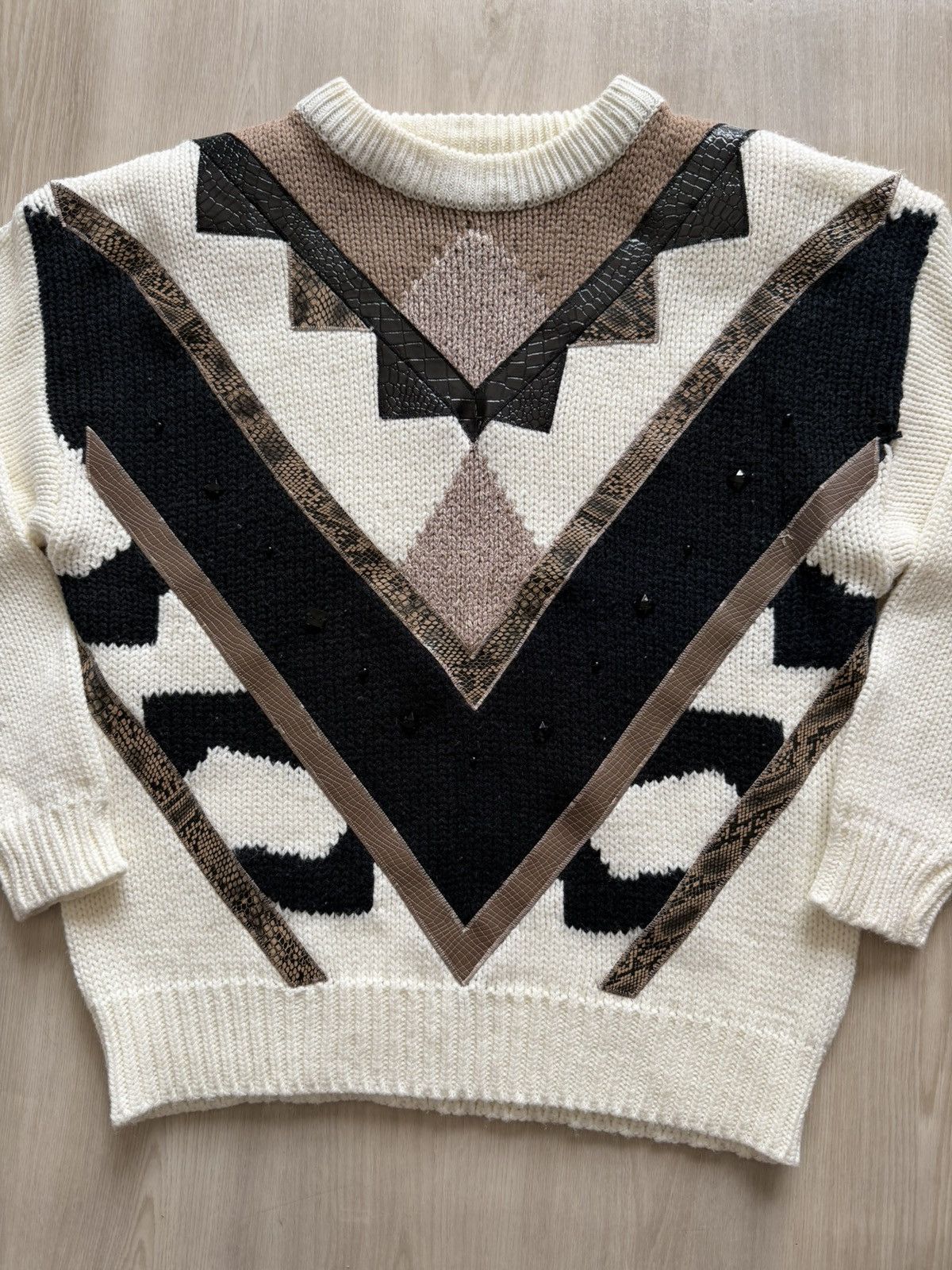 Vintage 80s Cristina Southwest Geometric Knit Sweater Sz L Size L / US 10 / IT 46 - 2 Thumbnail
