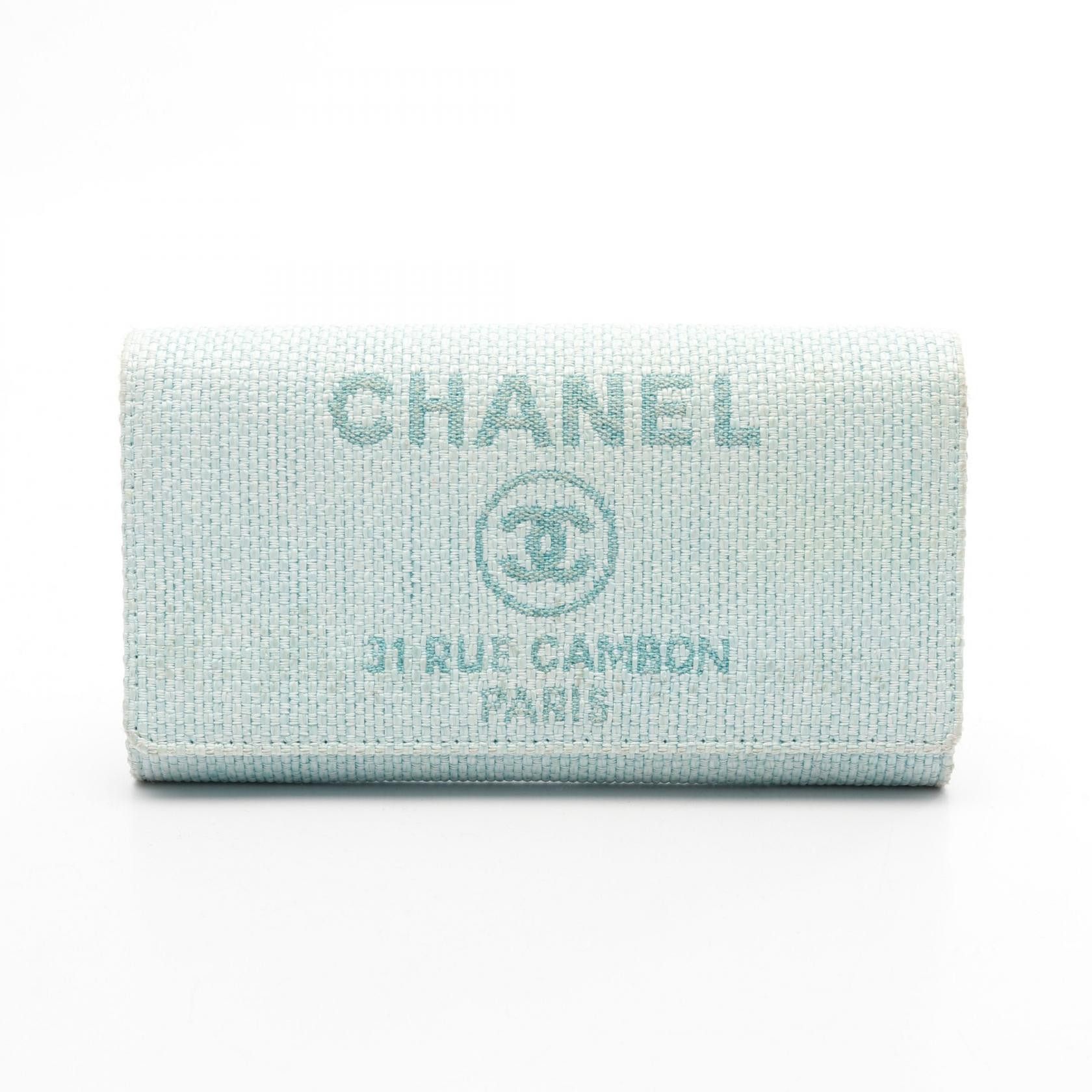Chanel Chanel Chanel Deauville Leather Fabric Long Wallet Leather Long Wallet A80053 Size ONE SIZE - 1 Thumbnail