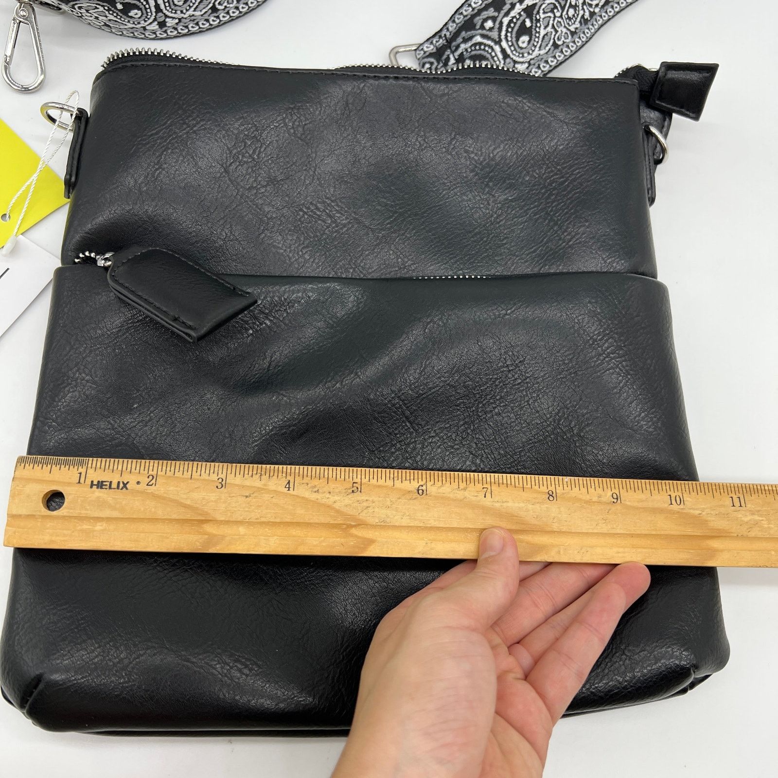 Other Ahdorned Double Zip Faux Leather Crossbody Black Size ONE SIZE - 6 Thumbnail