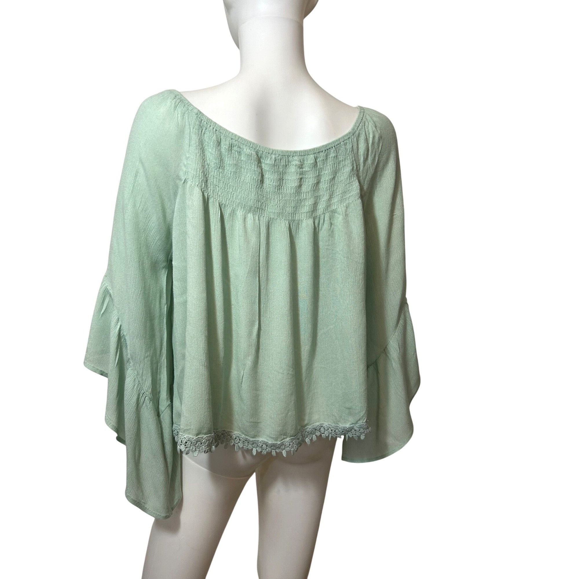 Other Raga Women’s Top Green S Bohemian Cascading Sleeve Smocked B Size S / US 4 / IT 40 - 4 Thumbnail