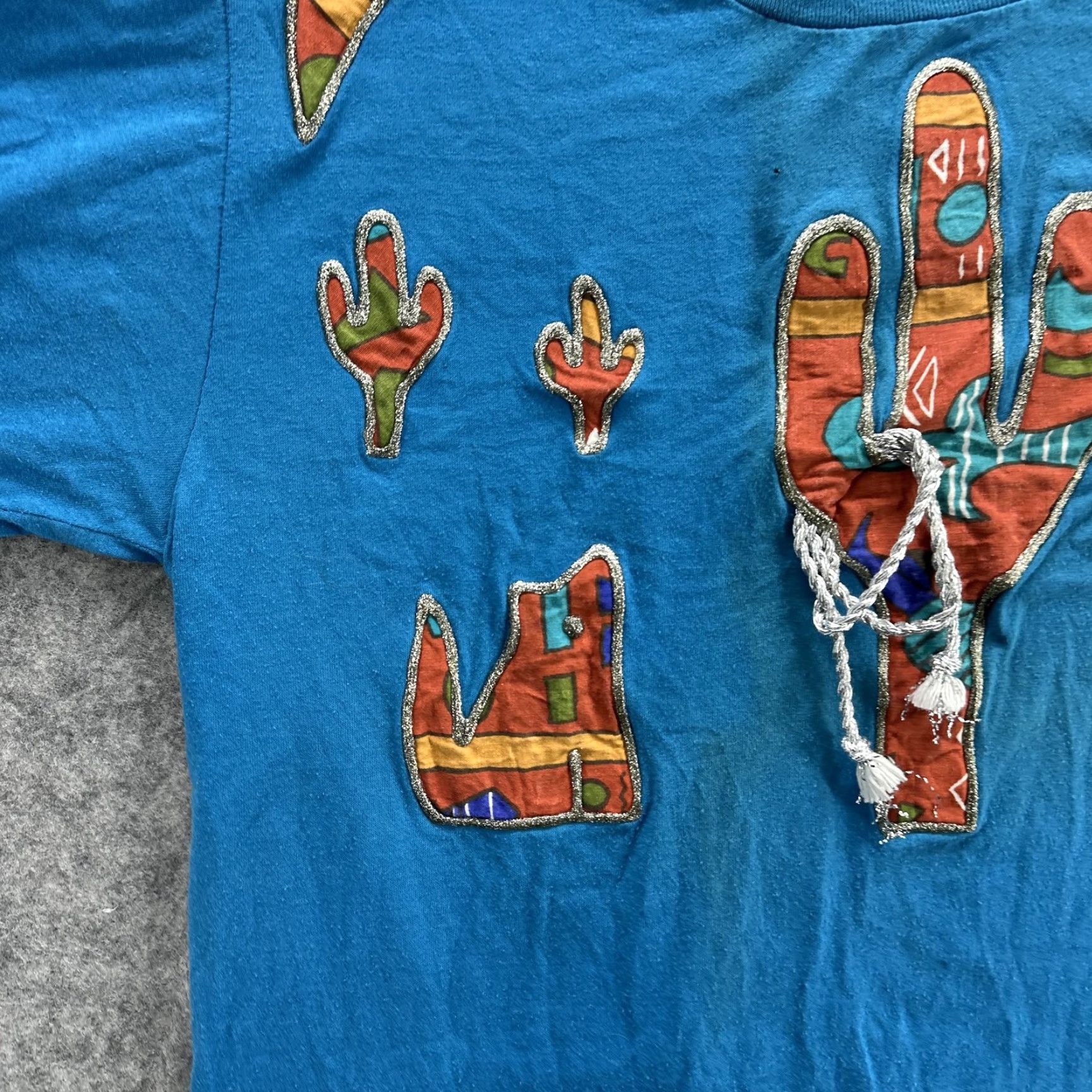 Vintage VINTAGE Sunbelt Shirt Mens XL Blue Southwestern Cactus Applique Made USA 90s Size US XL / EU 56 / 4 - 5 Thumbnail