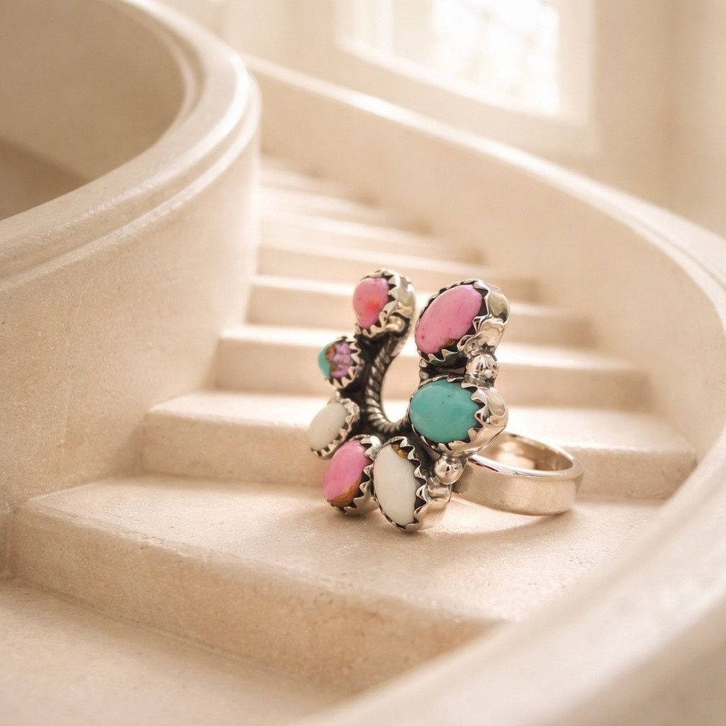 & Other Stories Cotton Candy Naja Sterling Silver Handmade Ring Adjustable Size ONE SIZE - 6 Thumbnail