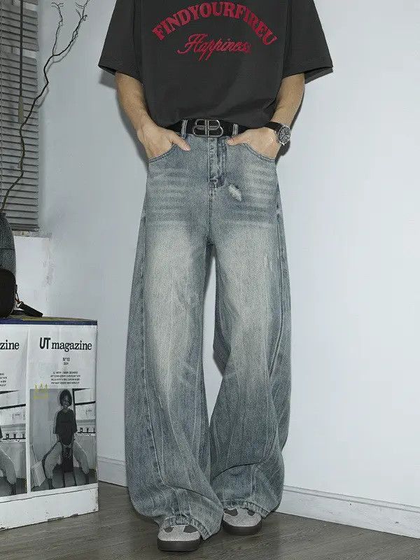 Japanese Brand Retro loose wide leg hip-hop ripped jeans Size US 32 / EU 48 - 4 Thumbnail