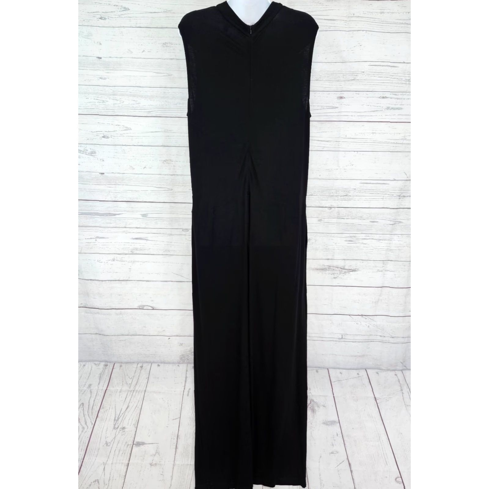 Eileen Fisher Eileen Fisher Jumpsuit Womens Solid Black Sleeveless Pockets Sz M Medium Warm-Weather Wide-Leg Adult Womens Size 32" / US 10 / IT 46 - 3 Thumbnail
