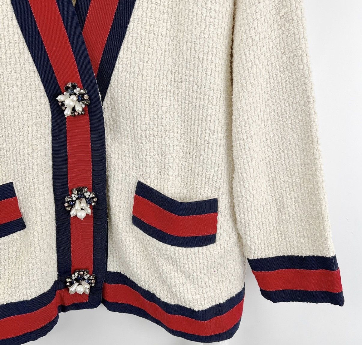 Gucci Gucci/Red and Blue Striped Pearl Button Cardigan K12 Size XS / US 0-2 / IT 36-38 - 4 Thumbnail