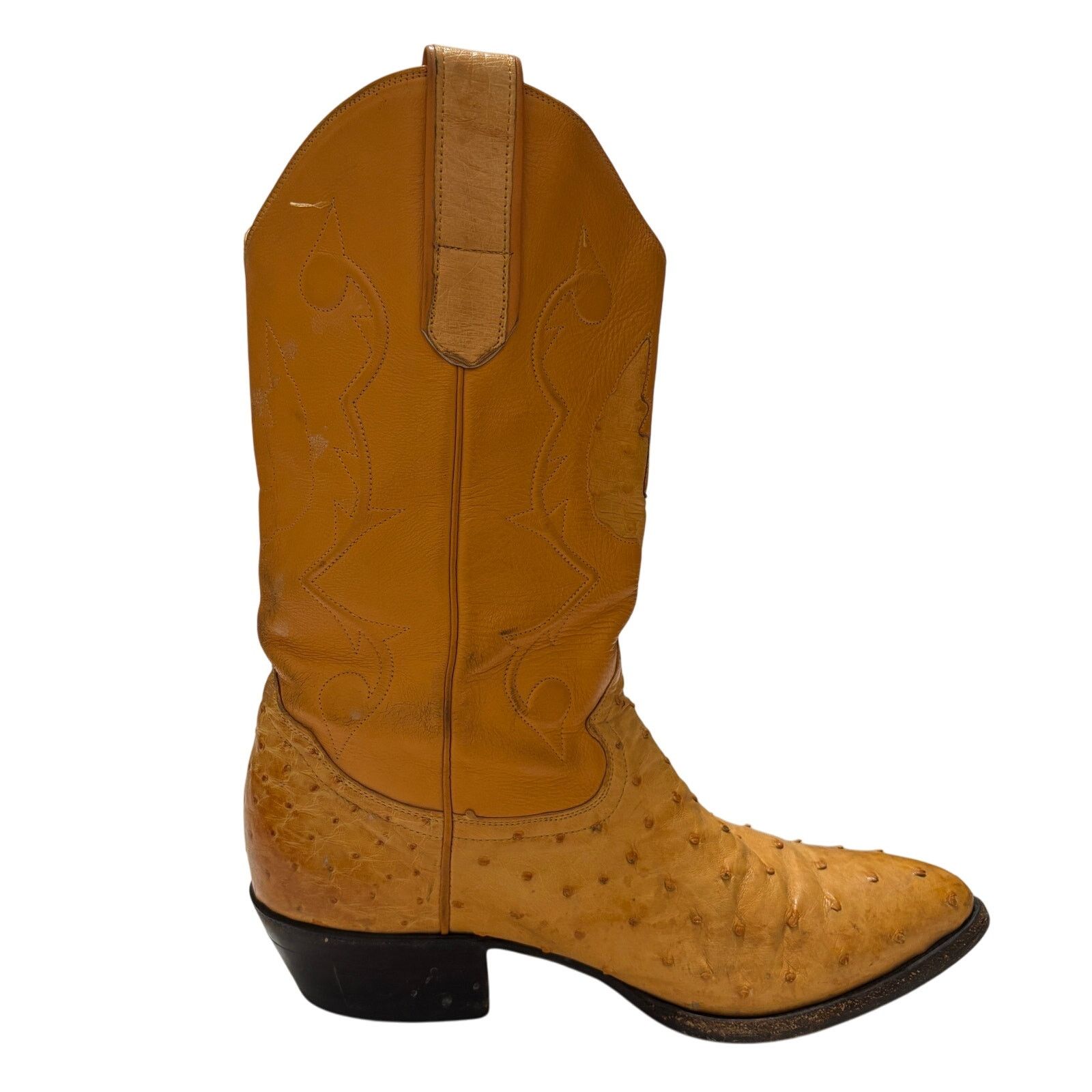 Leather Max Leather Yellow Genuine Ostrich Cowboy Boots 10 1/2 EE Size US 10.5 / EU 43-44 - 8 Thumbnail