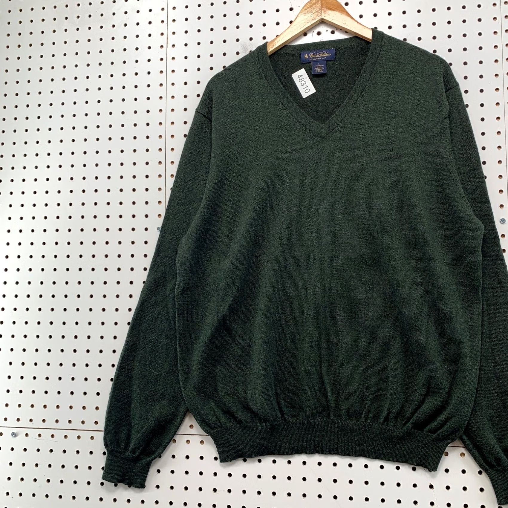 Brooks Brothers Brooks Brothers Merino Wool Sweater Men Large Green V-Neck Stretch Business Work Sweater Size US L / EU 52-54 / 3 - 5 Thumbnail