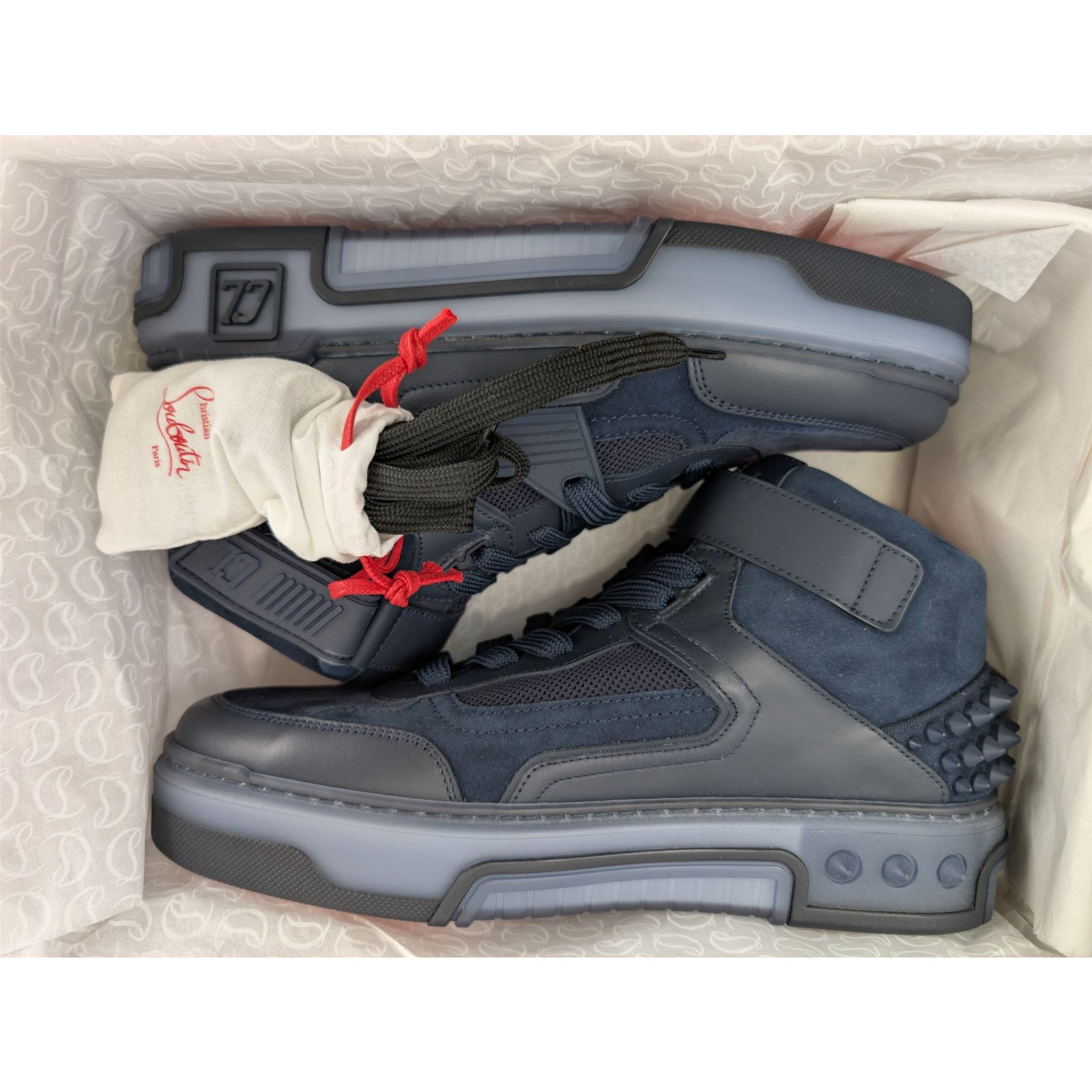 Christian Louboutin o1rshd1 Astroloubi Mid Flat Sneakers in Marine Blue Size US 9.5 / EU 42-43 - 22 Thumbnail
