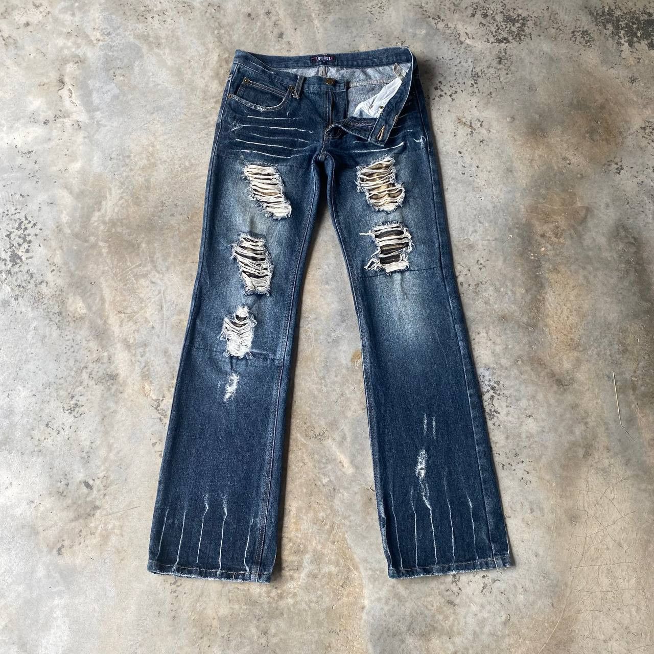 LOWBOX ARCHIVE Lowbox "Shredded" Distressed Flare Cyberpunk Size US 29 - 5 Thumbnail