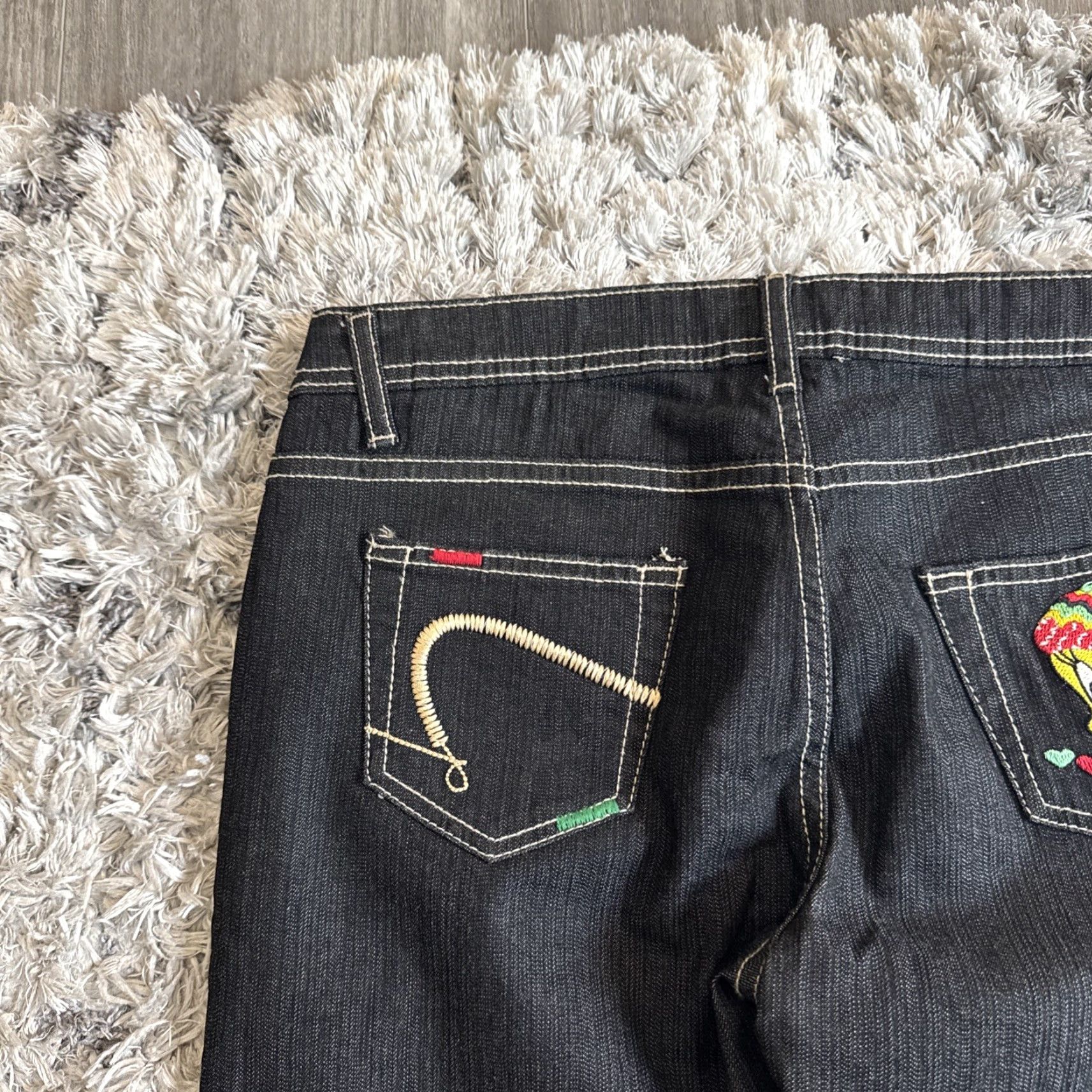 Denime VINTAGE 90’s Lot 29 Black Denim Flared Embroidered Jeans Women 9 32x31 Size 30" / US 8 / IT 44 - 5 Thumbnail