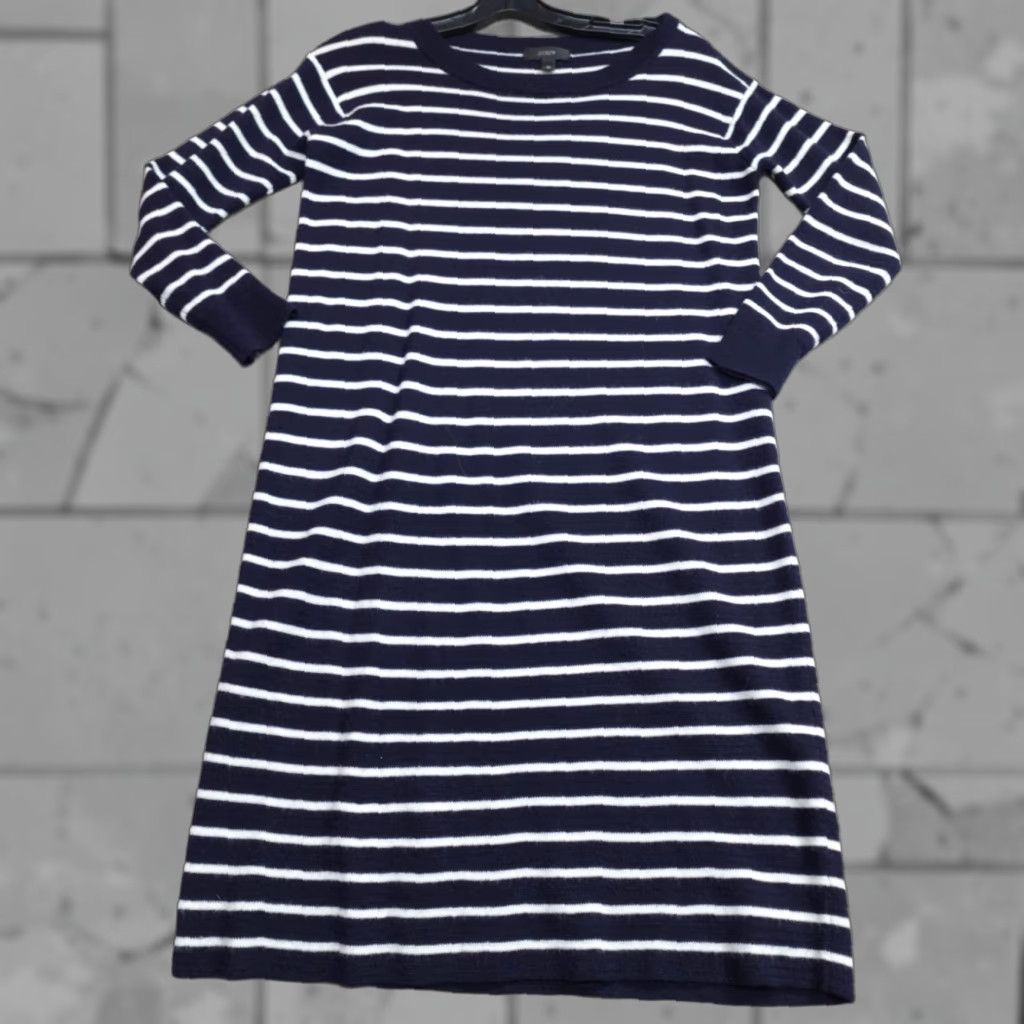 J.Crew J.Crew Womens Dress XS Blue Striped 100% Wool Sweater C8987 Size XS / US 0-2 / IT 36-38 - 1 Thumbnail