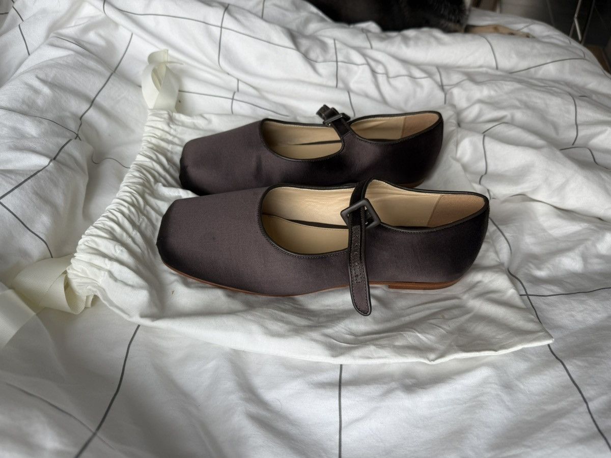 Sandy Liang MARY JANE POINTE IN BRUNETTE SATIN Size US 11 / IT 41 - 3 Thumbnail