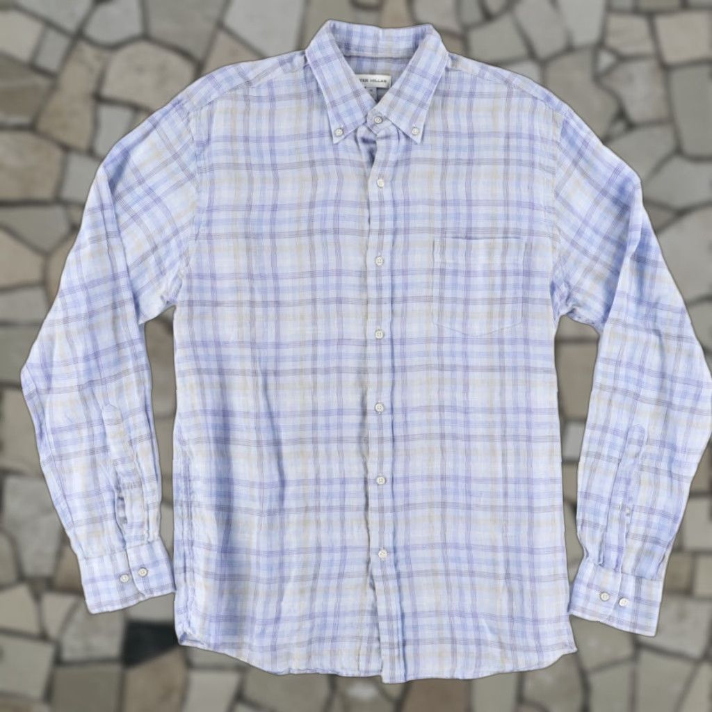 Peter Millar Peter Millar Beachwood Linen Plaid Button Down Shirt Lavender Men's M Size US M / EU 48-50 / 2 - 1 Thumbnail