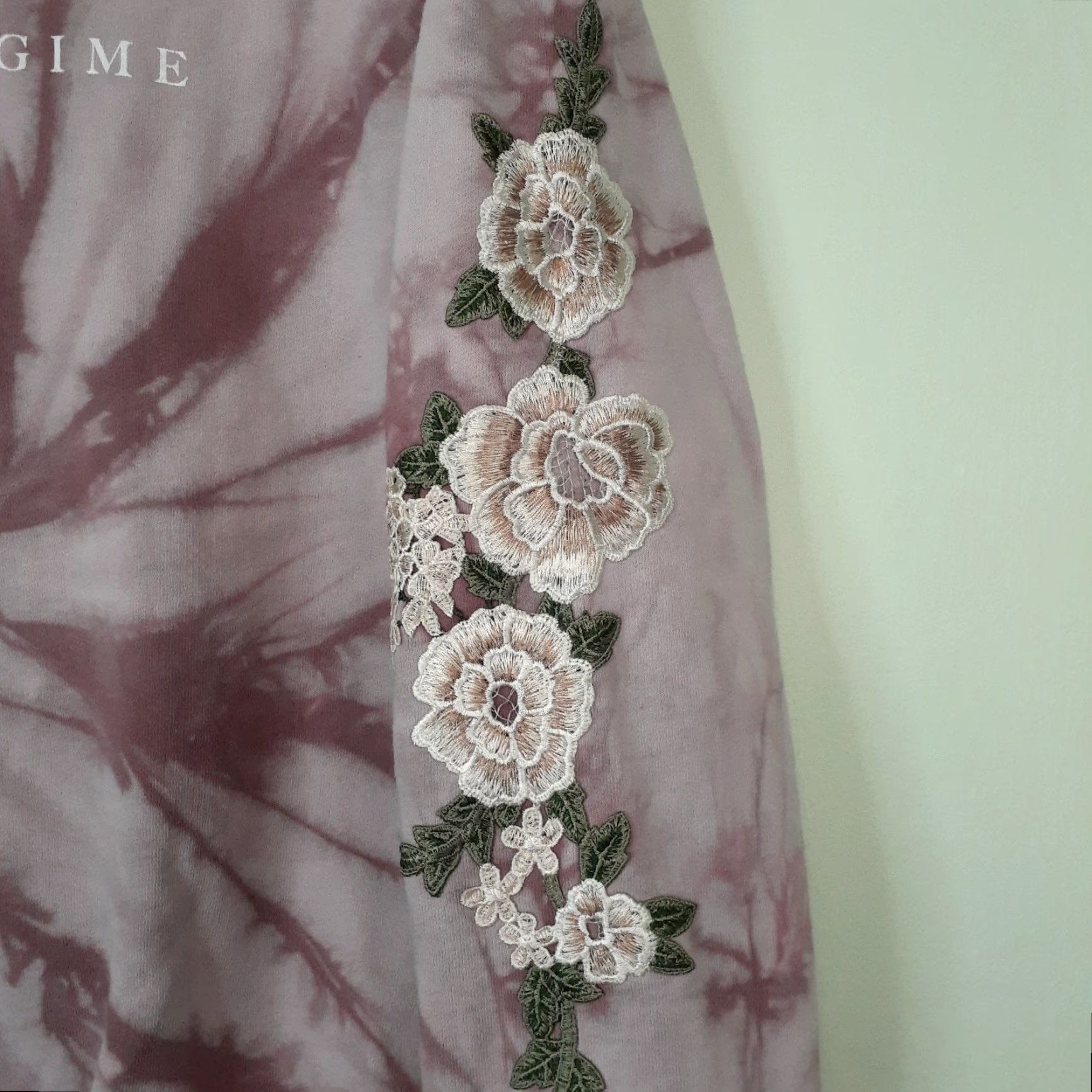 Vintage Civil Regime Long Sleeve Floral Roses Sweatshirt Tie Dye Unisex Small Pink Size US S / EU 44-46 / 1 - 4 Thumbnail