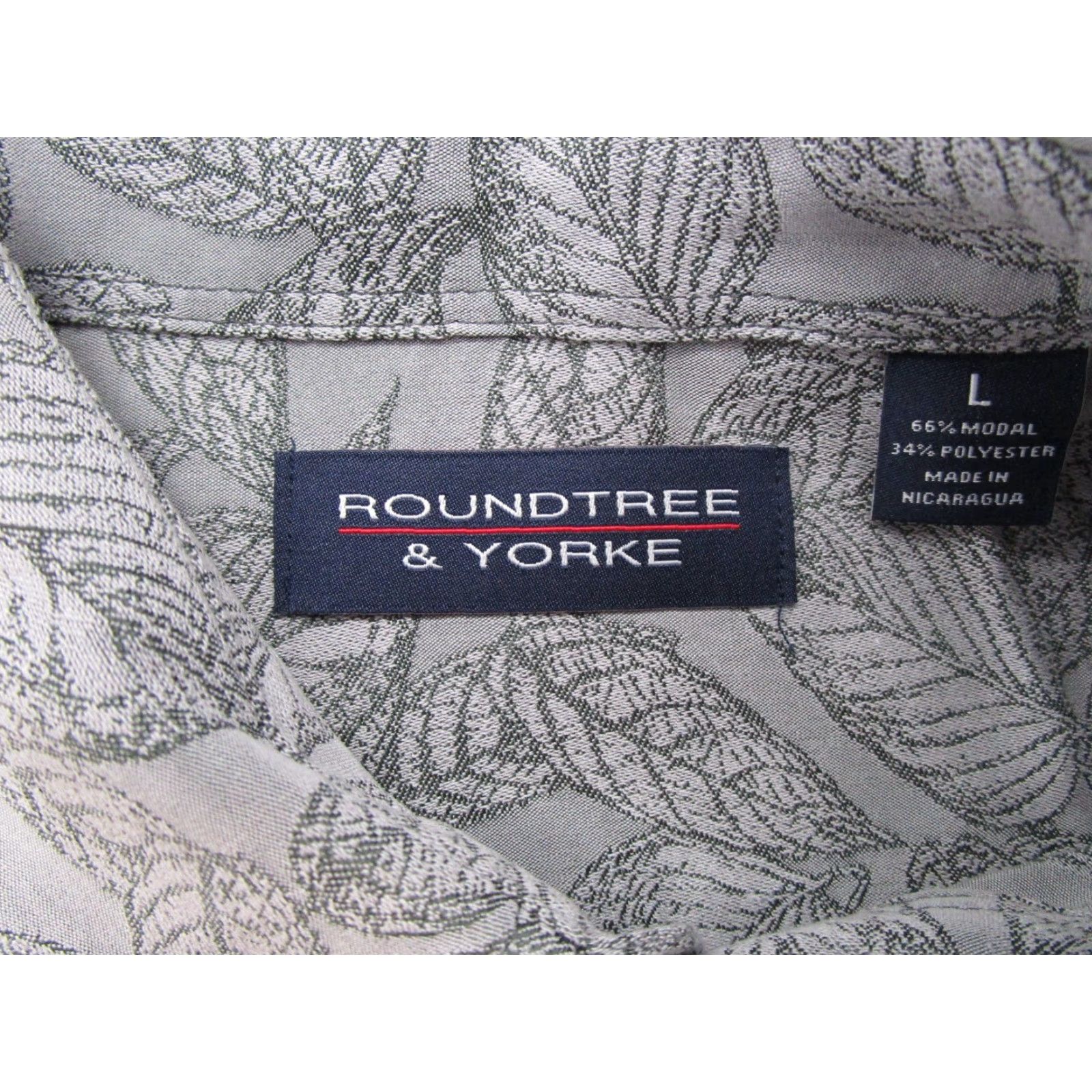 Roundtree & Yorke Roundtree & Yorke Leaf Print Square Tail Button Shirt Mens SZ L Modal Blend NEW Size US L / EU 52-54 / 3 - 3 Thumbnail